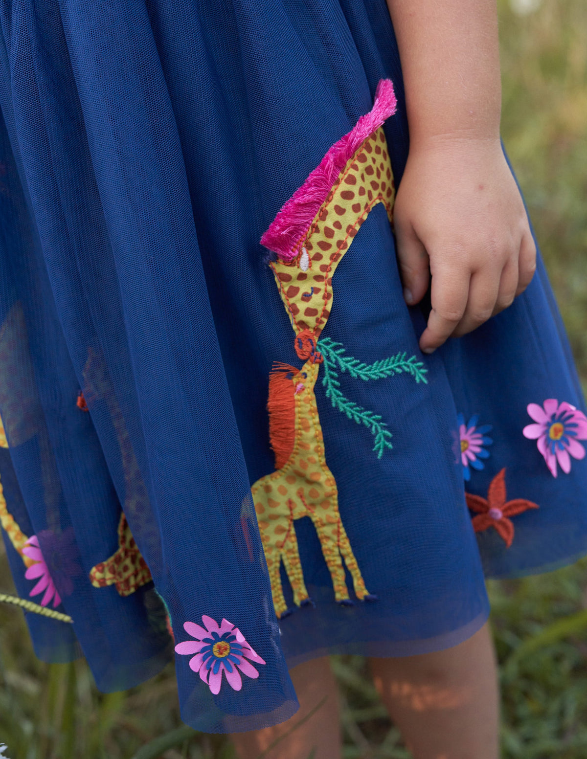 Tulle Mix Appliqué Dress-Sapphire & Vanilla Stripe - Image 6