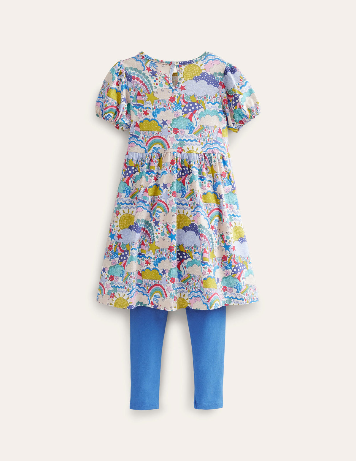 Puff Dress and Legging Set-Multi Weather and Blue - Image 2