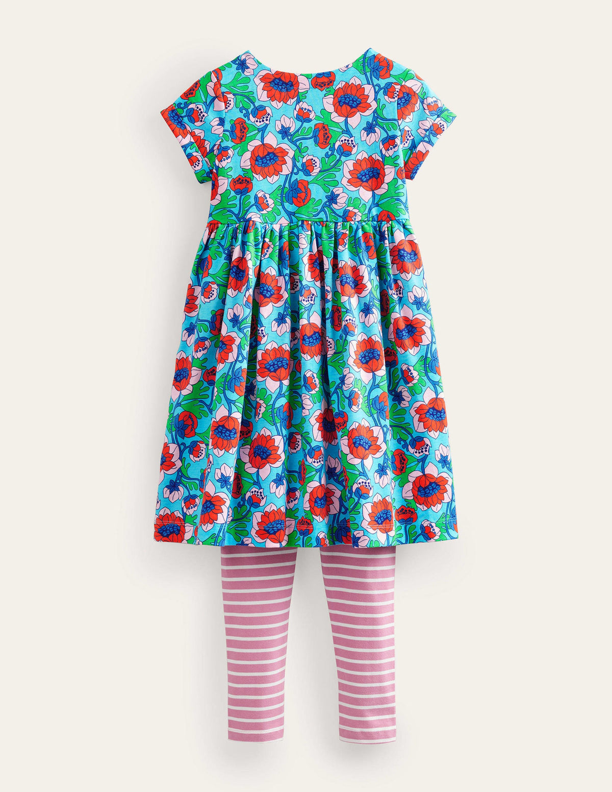 Fun Dress and Legging Set-Aqua Blue Poppies - Image 2