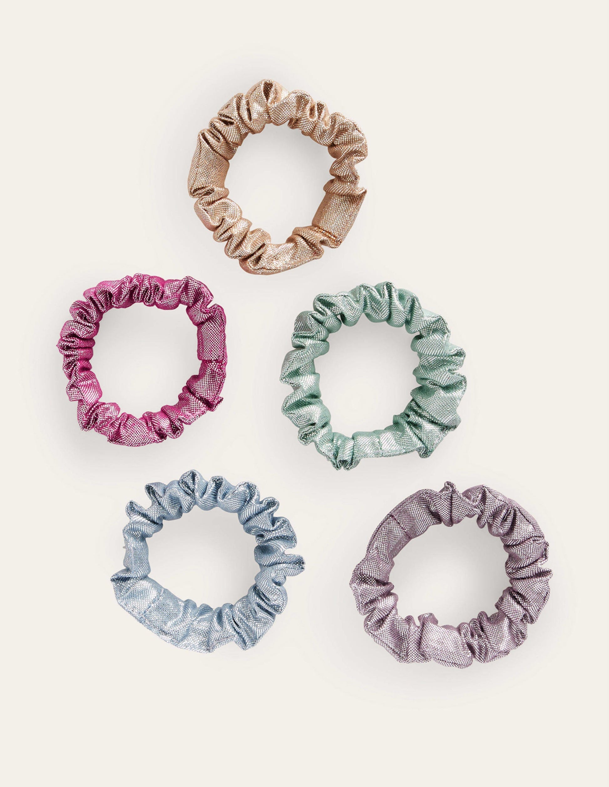 5 Pack Scrunchies-Multi Metallic-1