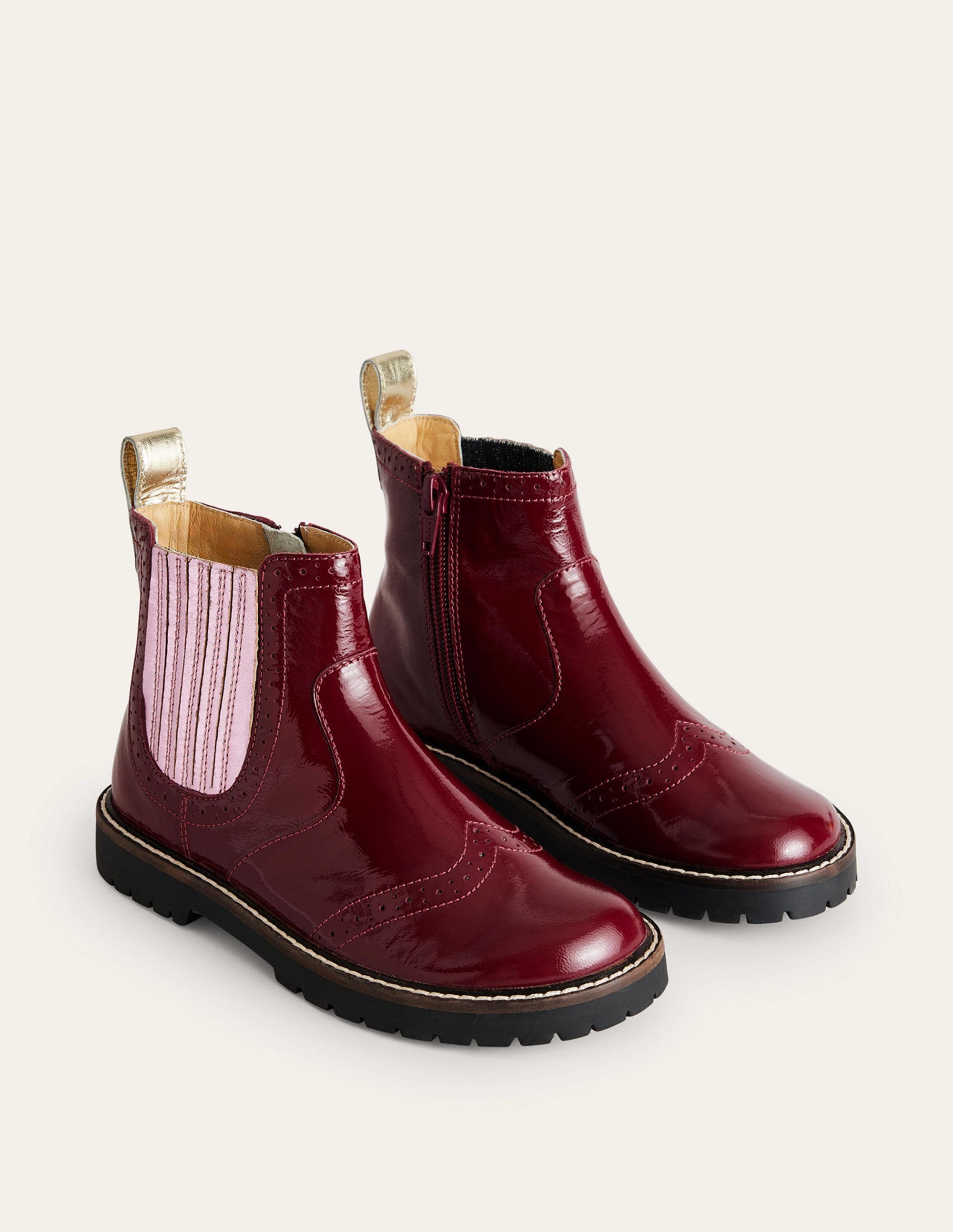 Leather Chelsea Boots-Burgundy Patent - Image 2