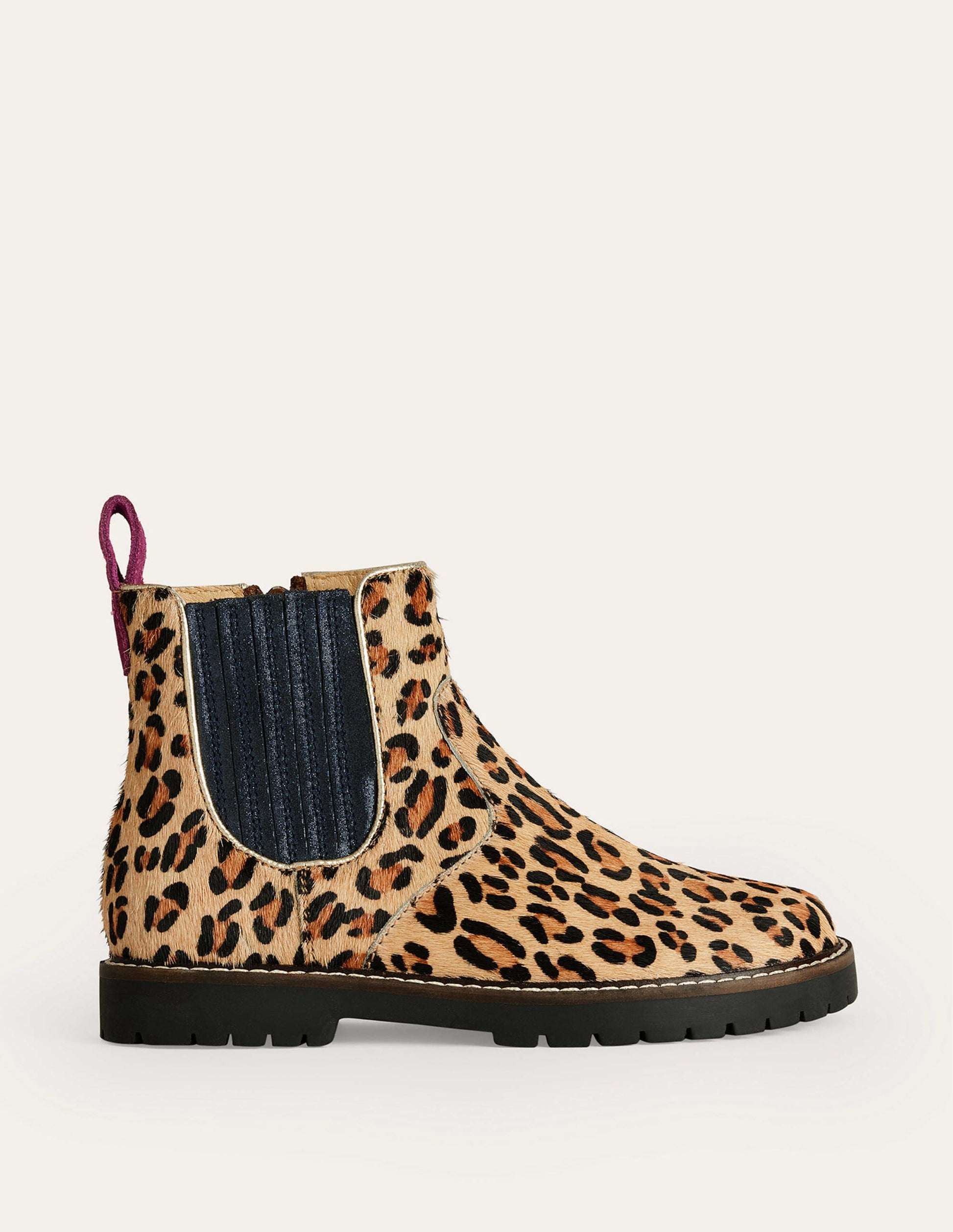 Leather Chelsea Boots-Leopard with Navy Trim-1