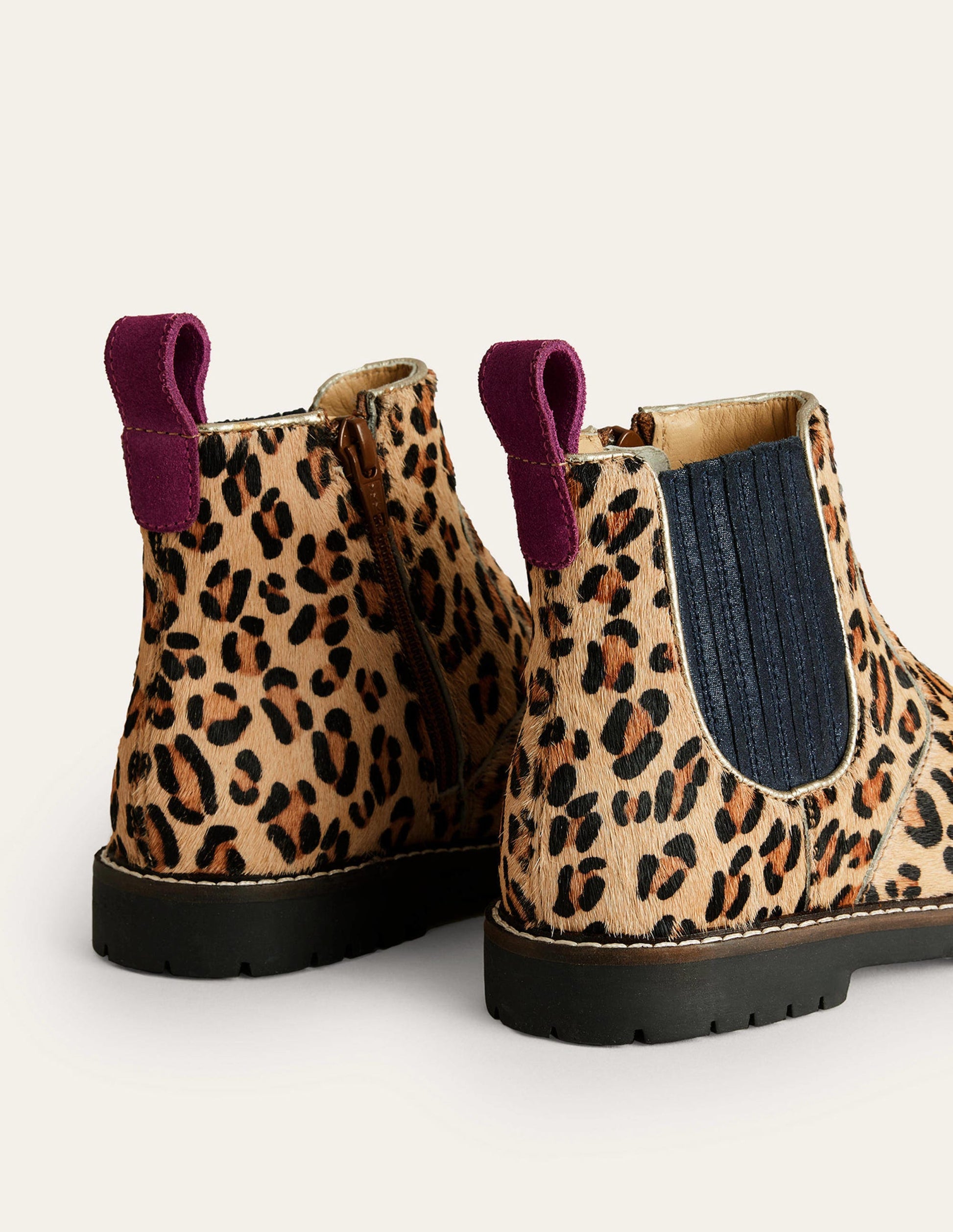 Leather Chelsea Boots-Leopard with Navy Trim-3