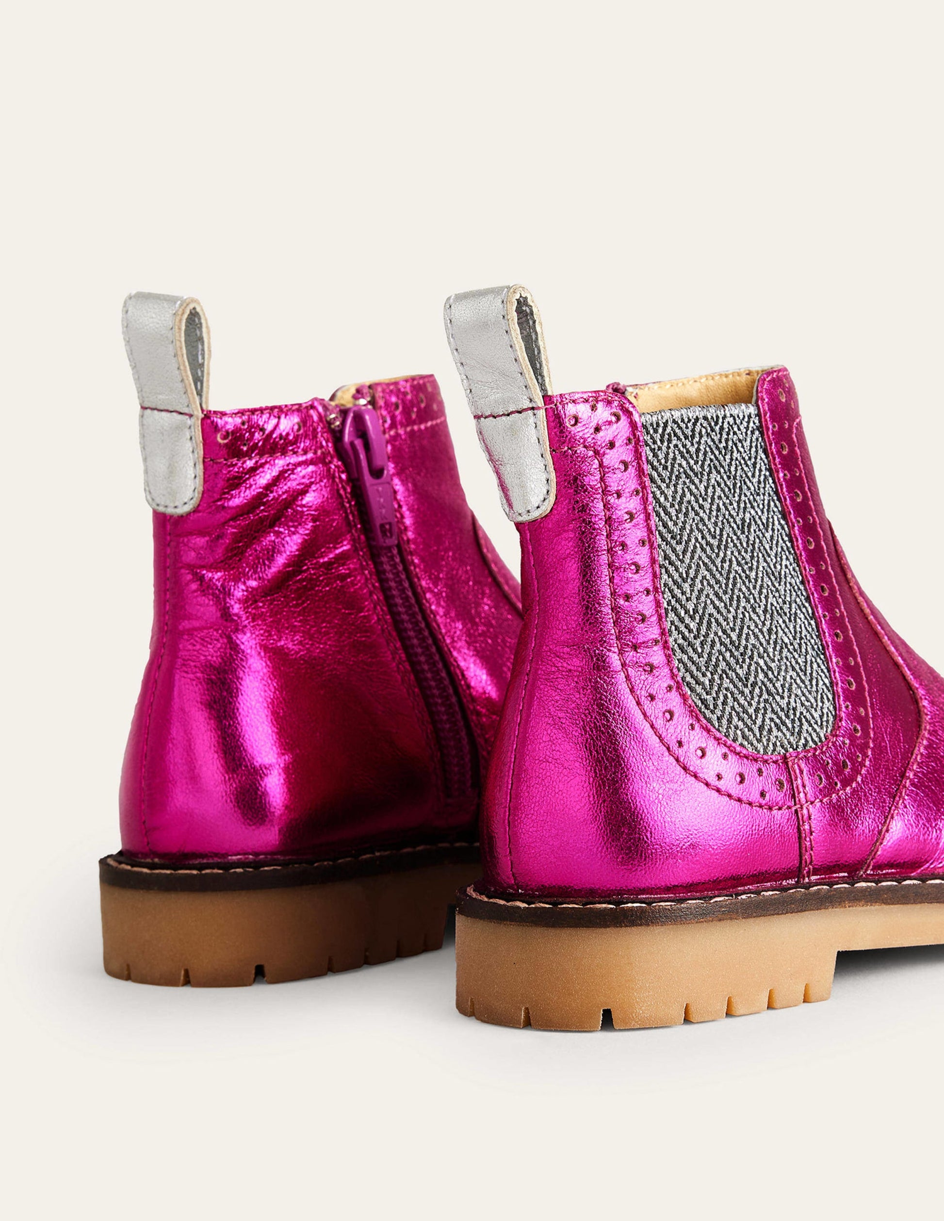 Leather Chelsea Boots-Bright Pink Metallic-3
