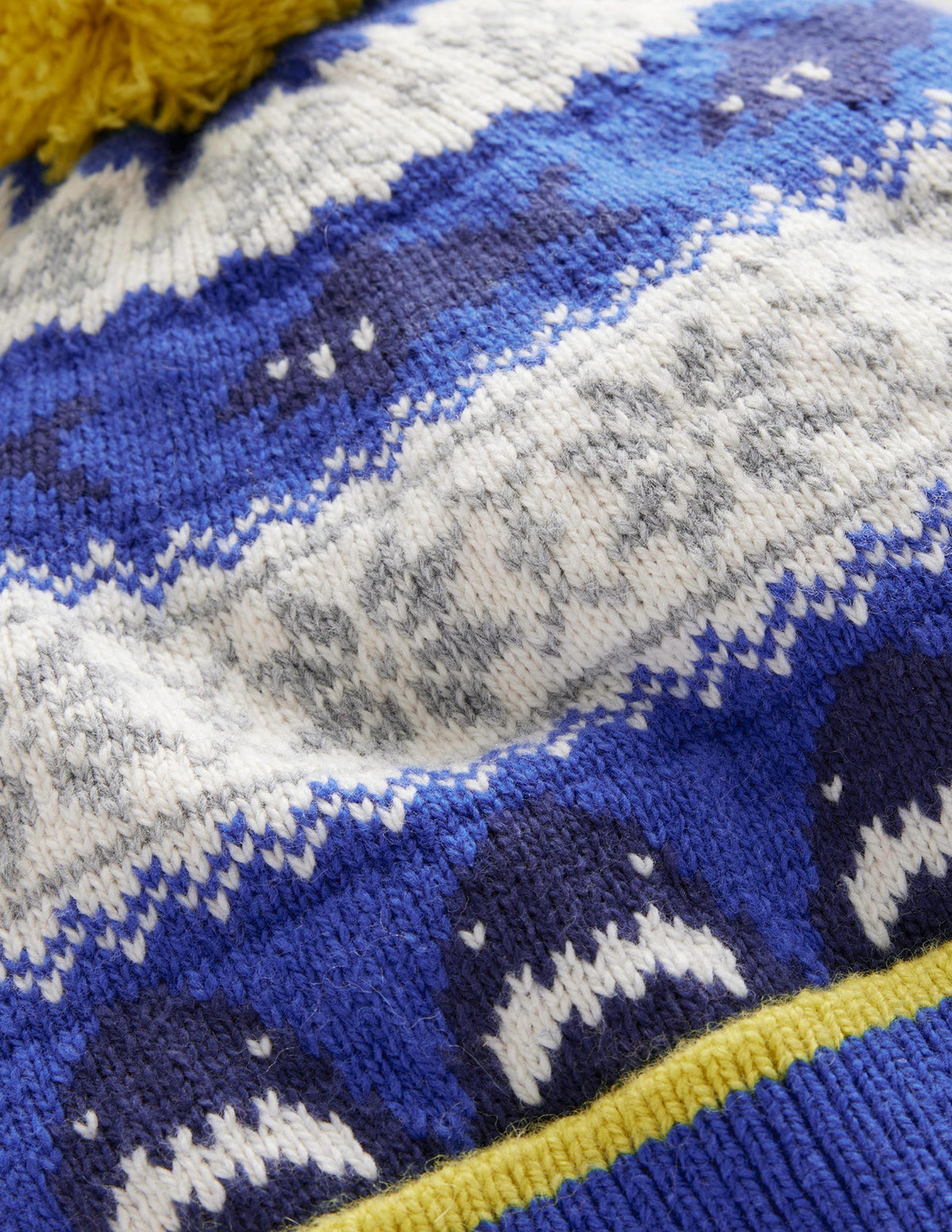 Fair Isle Knitted Beanie-Dark Cobalt Blue Sharks-2