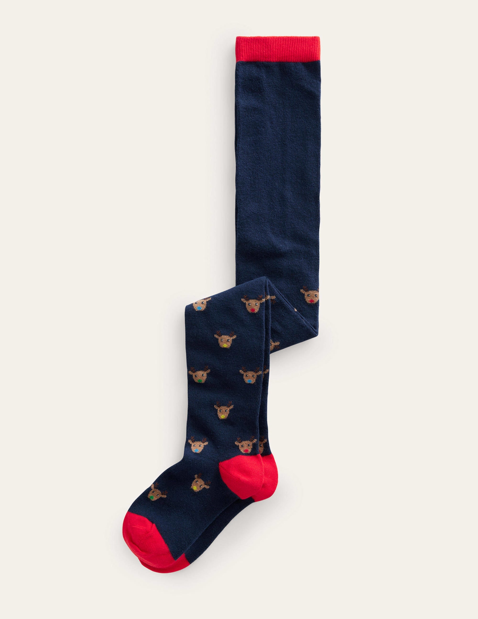Patterned Tights-Navy Reindeer - Image 1