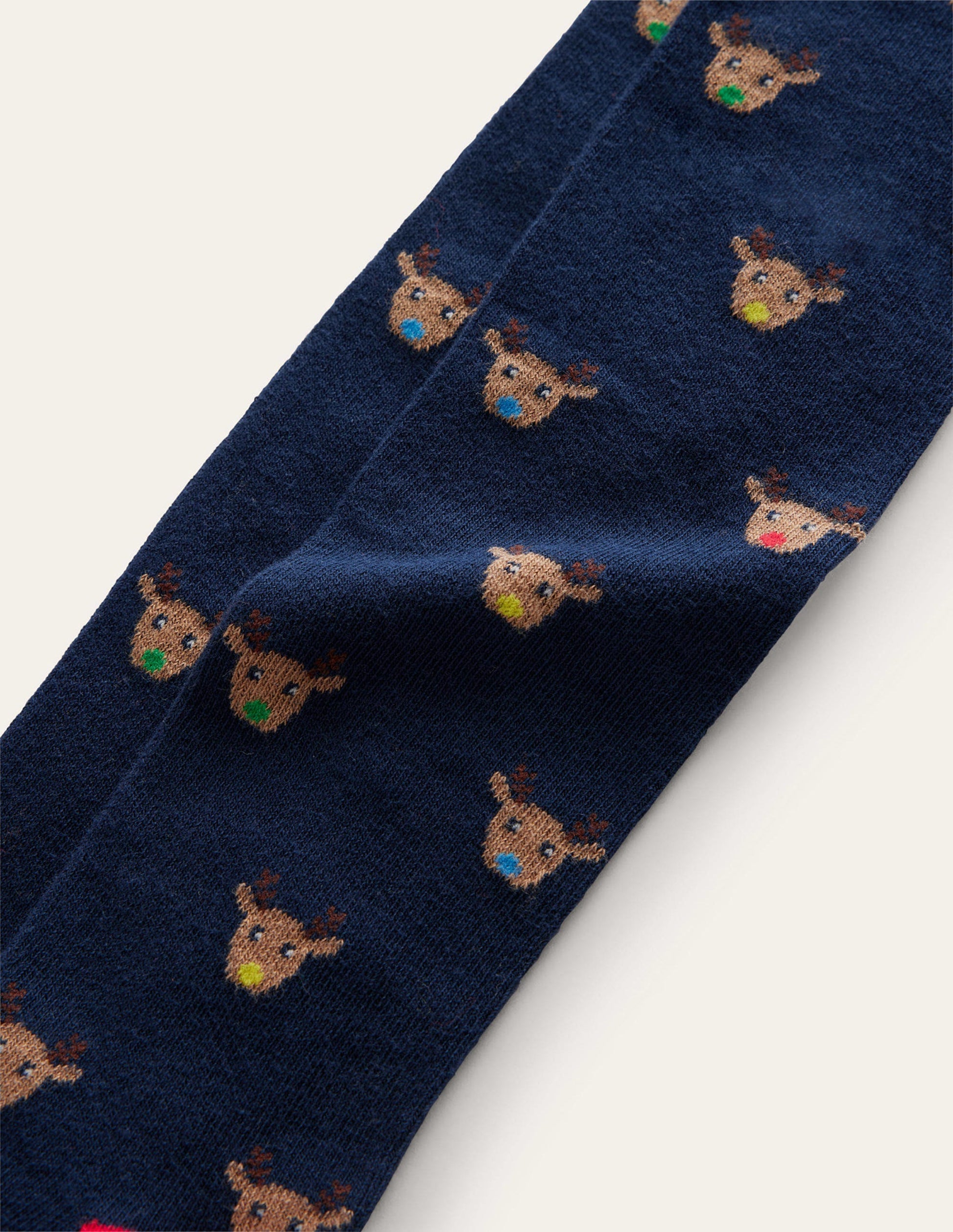 Patterned Tights-Navy Reindeer-3