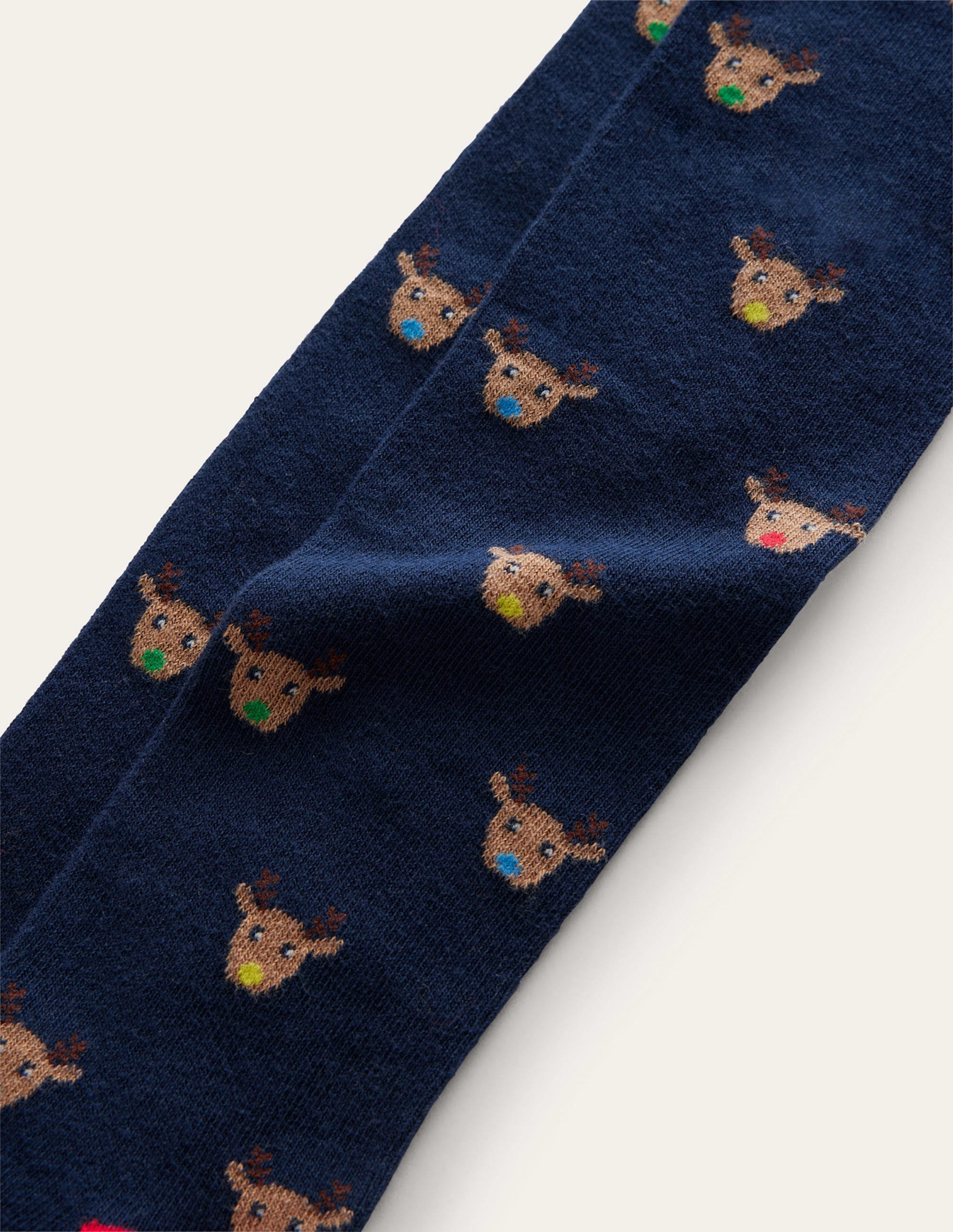 Patterned Tights-Navy Reindeer - Image 3