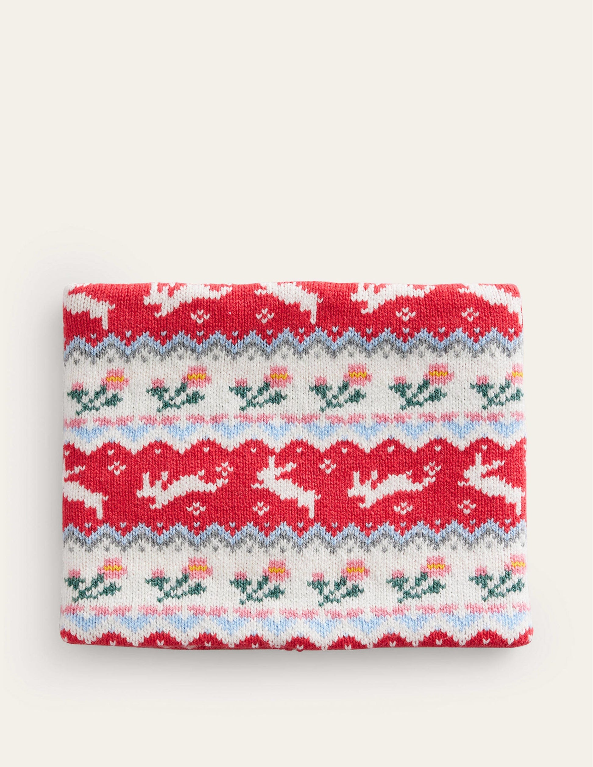 Fair Isle Knitted Snood-Rose Pink-1