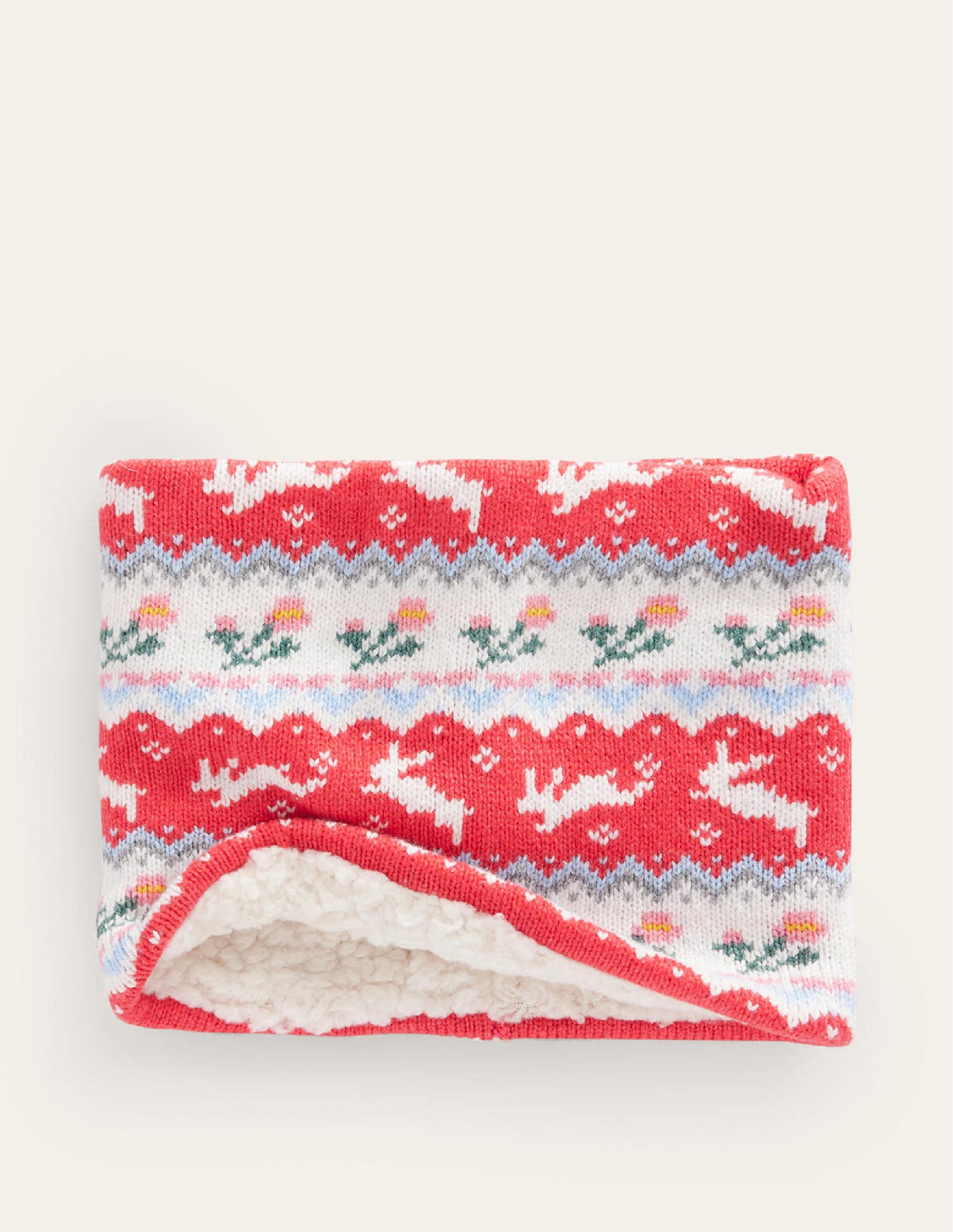 Fair Isle Knitted Snood-Rose Pink-2