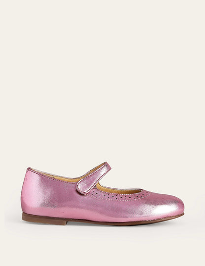 Leather Mary Janes-Metallic Pink-1