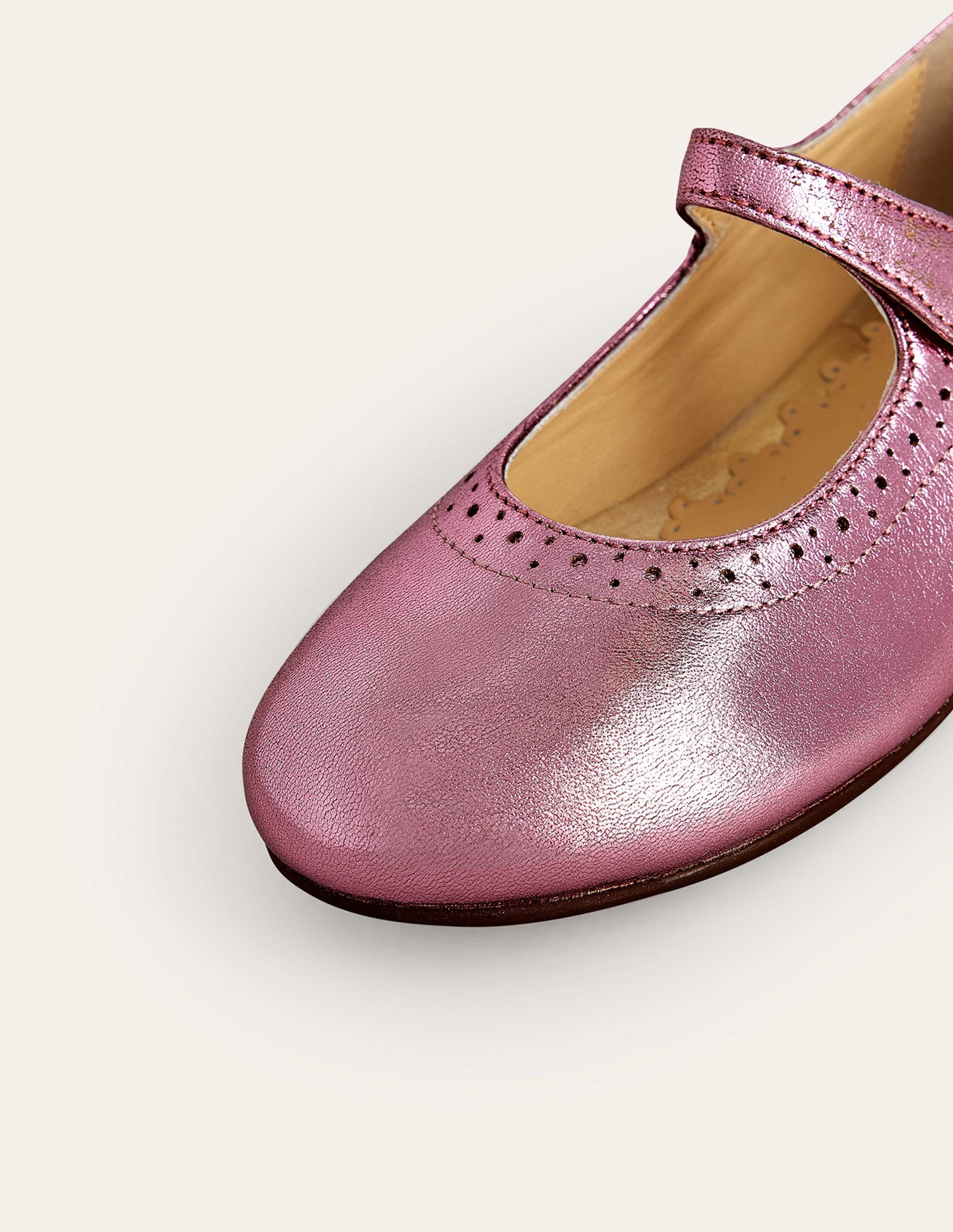 Leather Mary Janes-Metallic Pink - Image 3