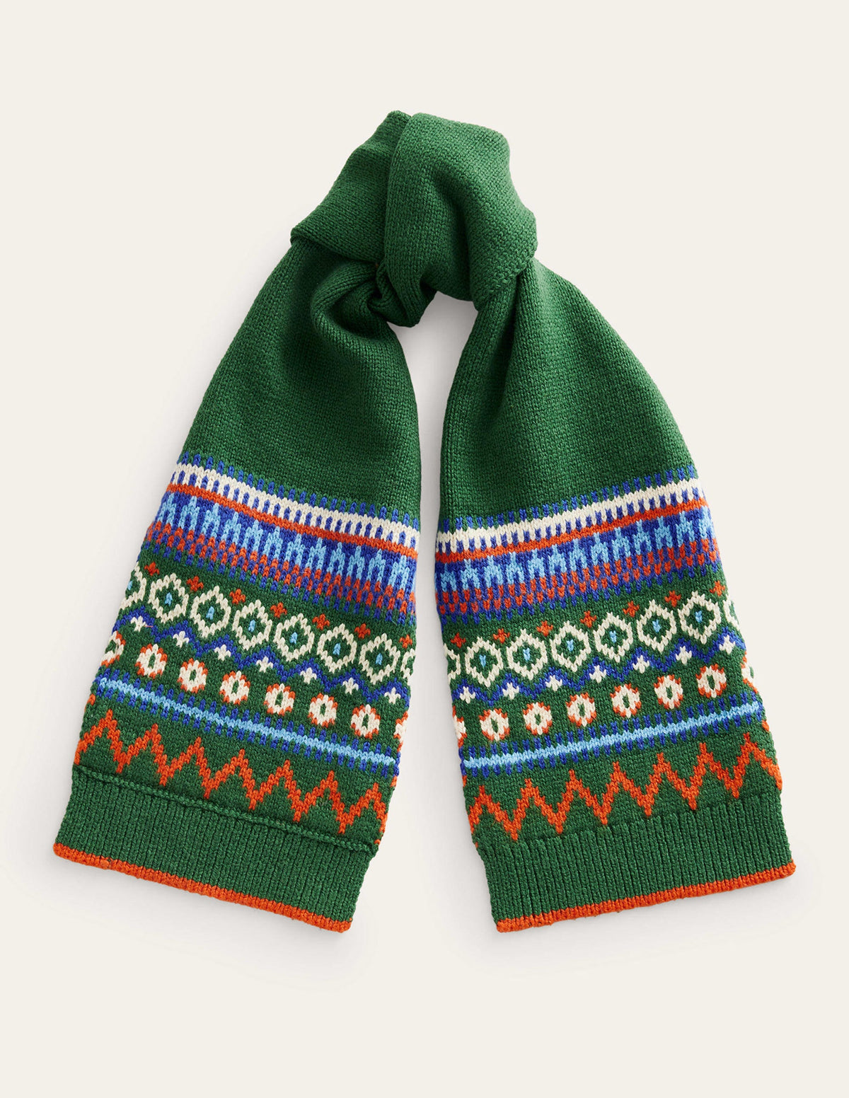 Fair Isle Knitted Scarf-Monster Green-3