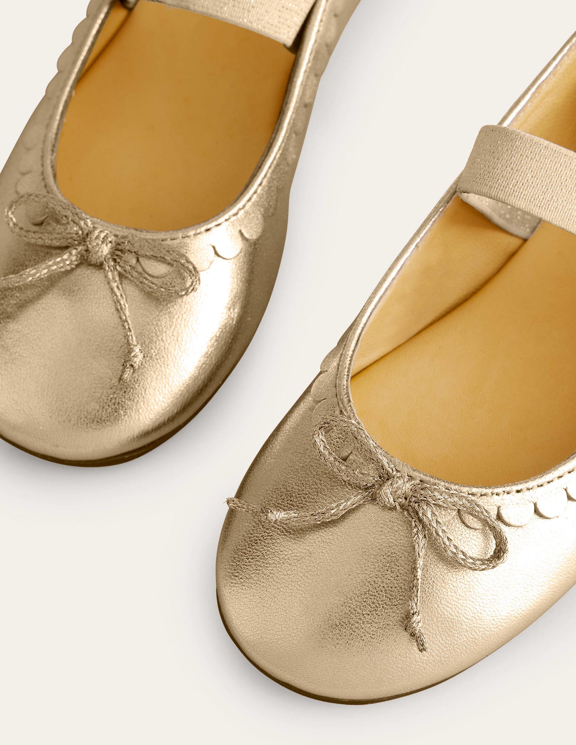 Leather Ballet Flats-Gold Metallic Boden UK - Main Image