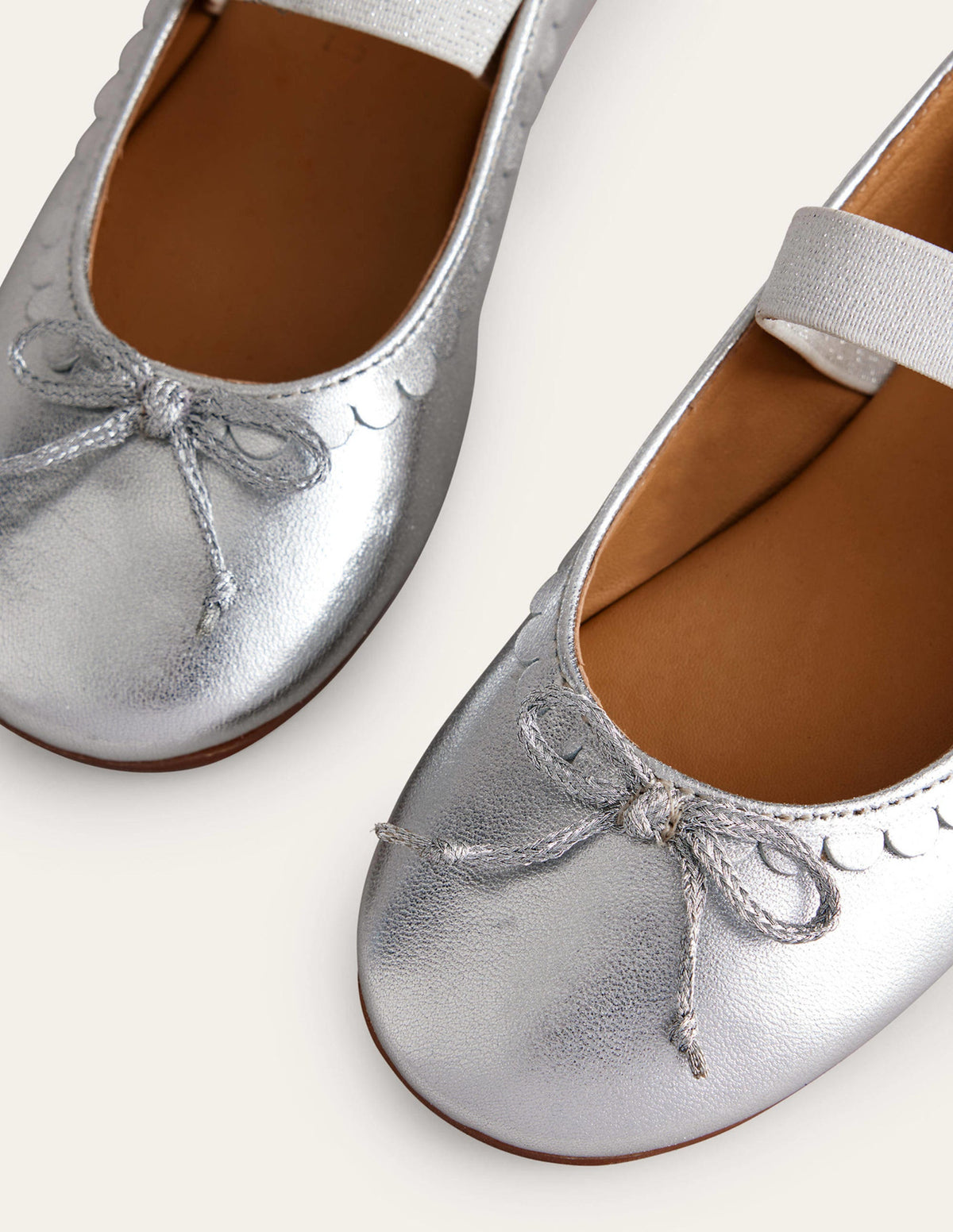 Leather Ballet Flats-Silver Metallic - Image 3