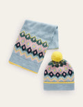 Fair Isle Hat and Scarf Set-Dusk Blue