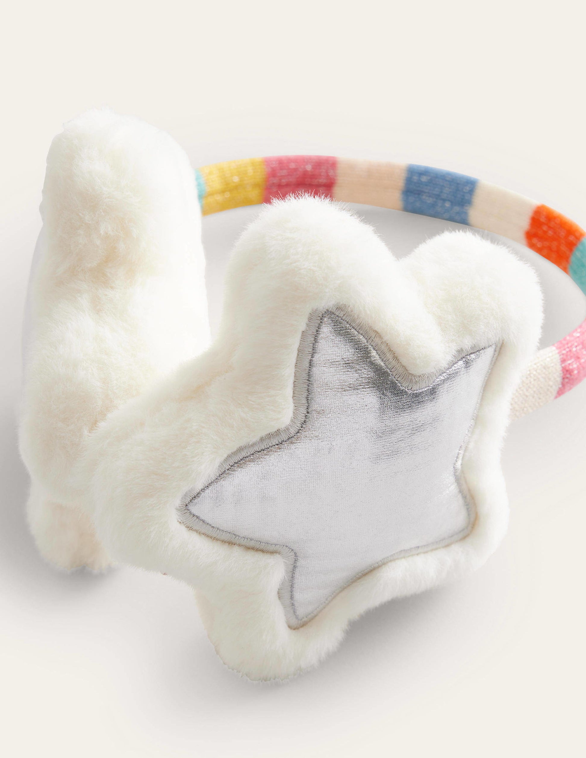 Novelty Ear Muffs-Silver Metallic Stars-2