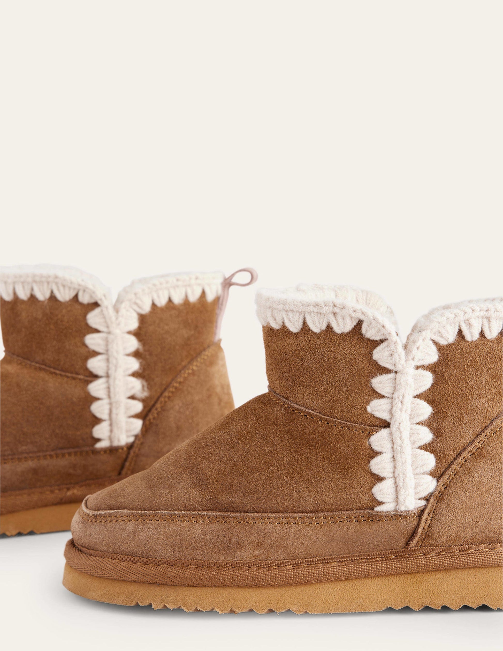 Embroidered Sheepskin Boots-Tan-3
