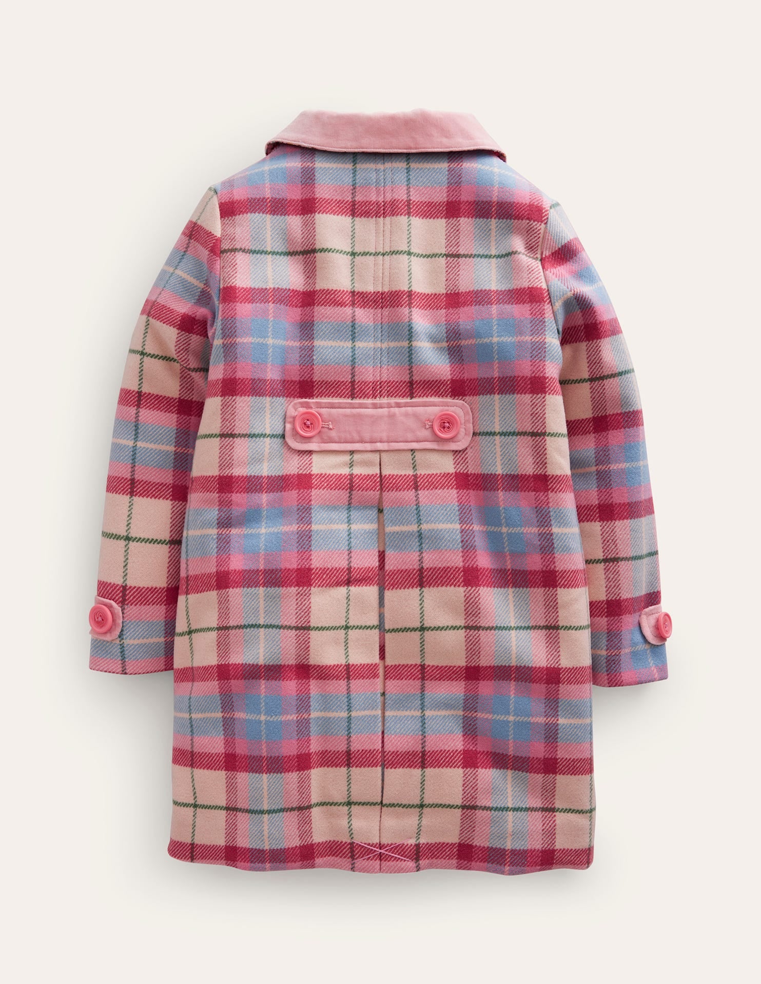 Wonderful Wool Blend Coat-Pastel Pink / Blue Check - Image 2