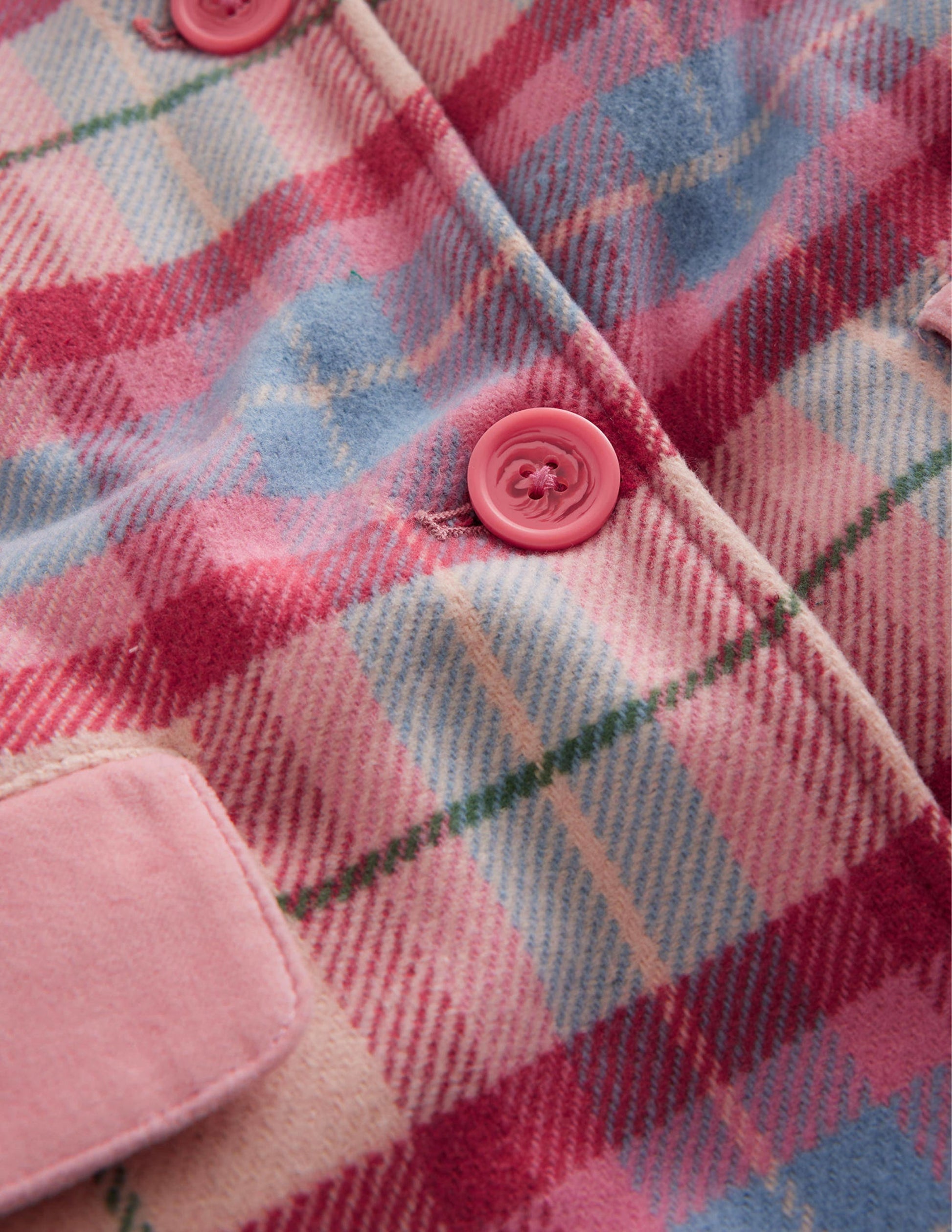 Wonderful Wool Blend Coat-Pastel Pink / Blue Check-3