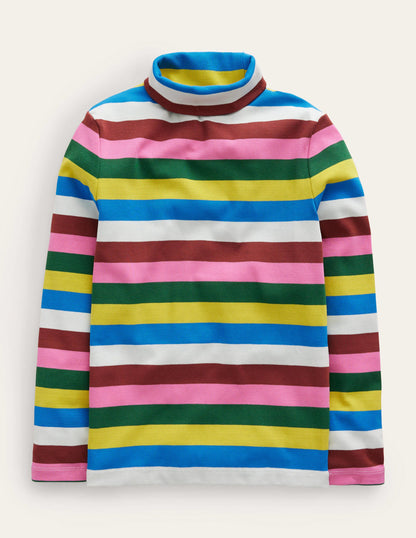 Super Soft Roll Neck Top-Multi Stripe-1