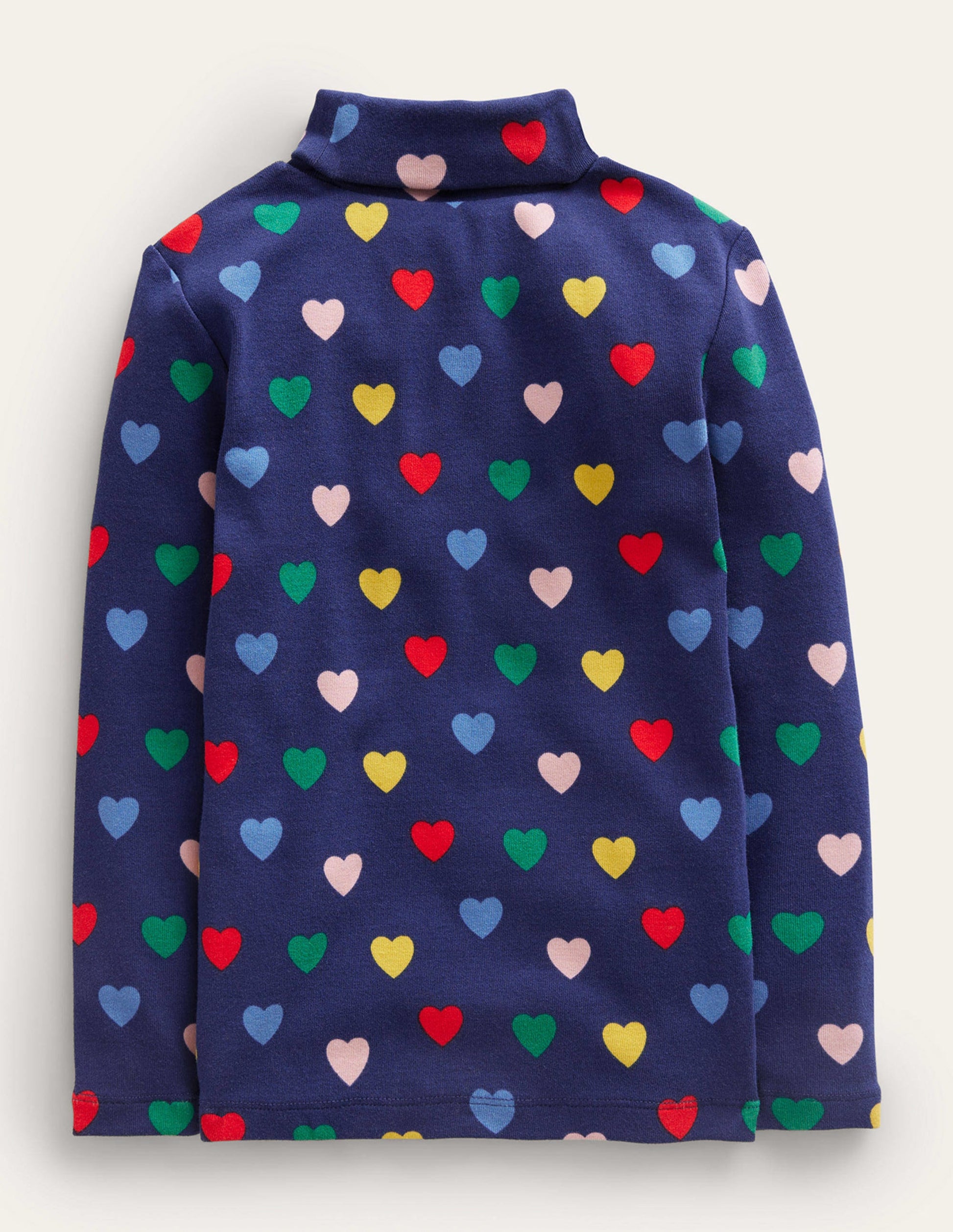 Super Soft Roll Neck Top-College Navy Hearts-2
