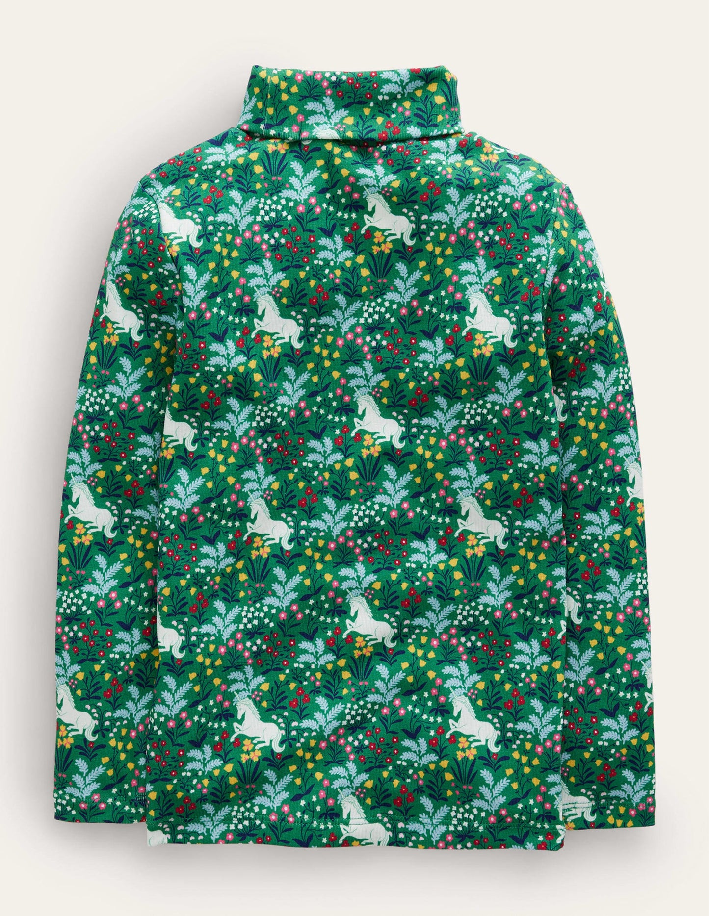 Super Soft Roll Neck Top-Deep Green Unicorn Meadow