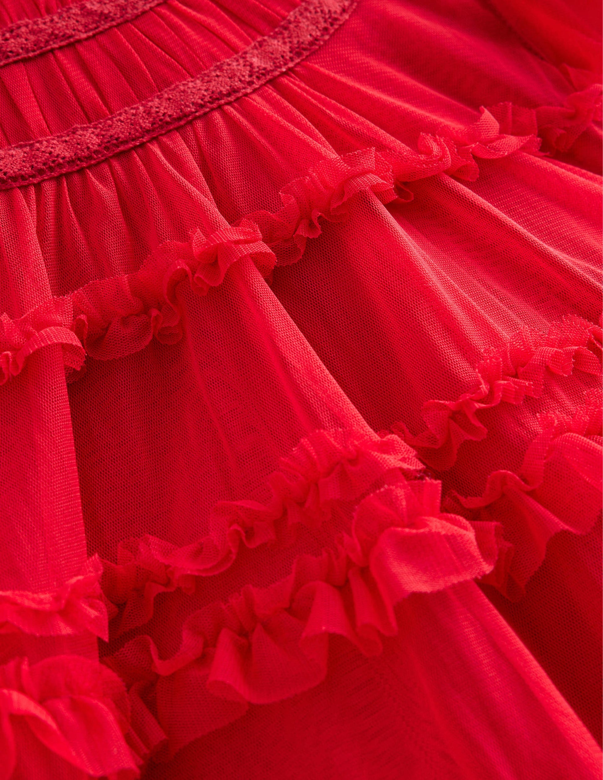 Tulle Tiered Dress-Royal Red-3