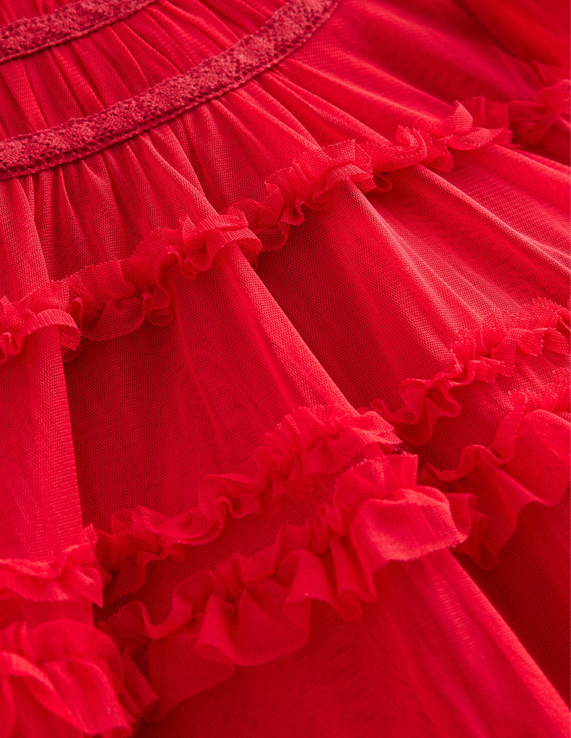 Tulle Tiered Dress-Royal Red - Image 3
