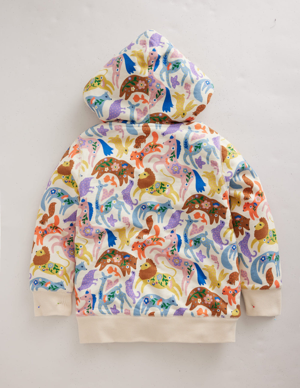 Pink Floral Borg Lined Hoodie-Pink Floral - Image 2