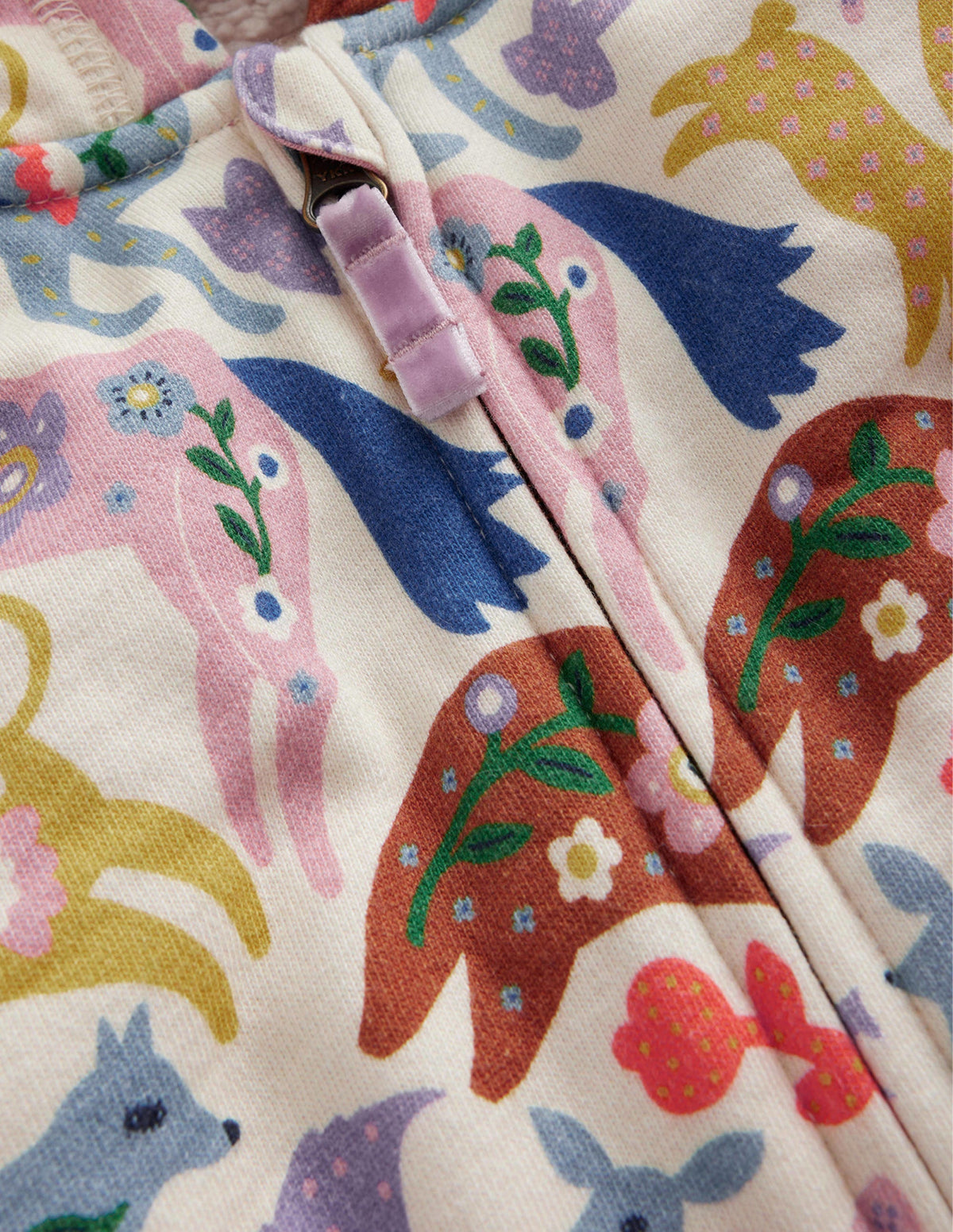 Pink Floral Borg Lined Hoodie-Pink Floral-3