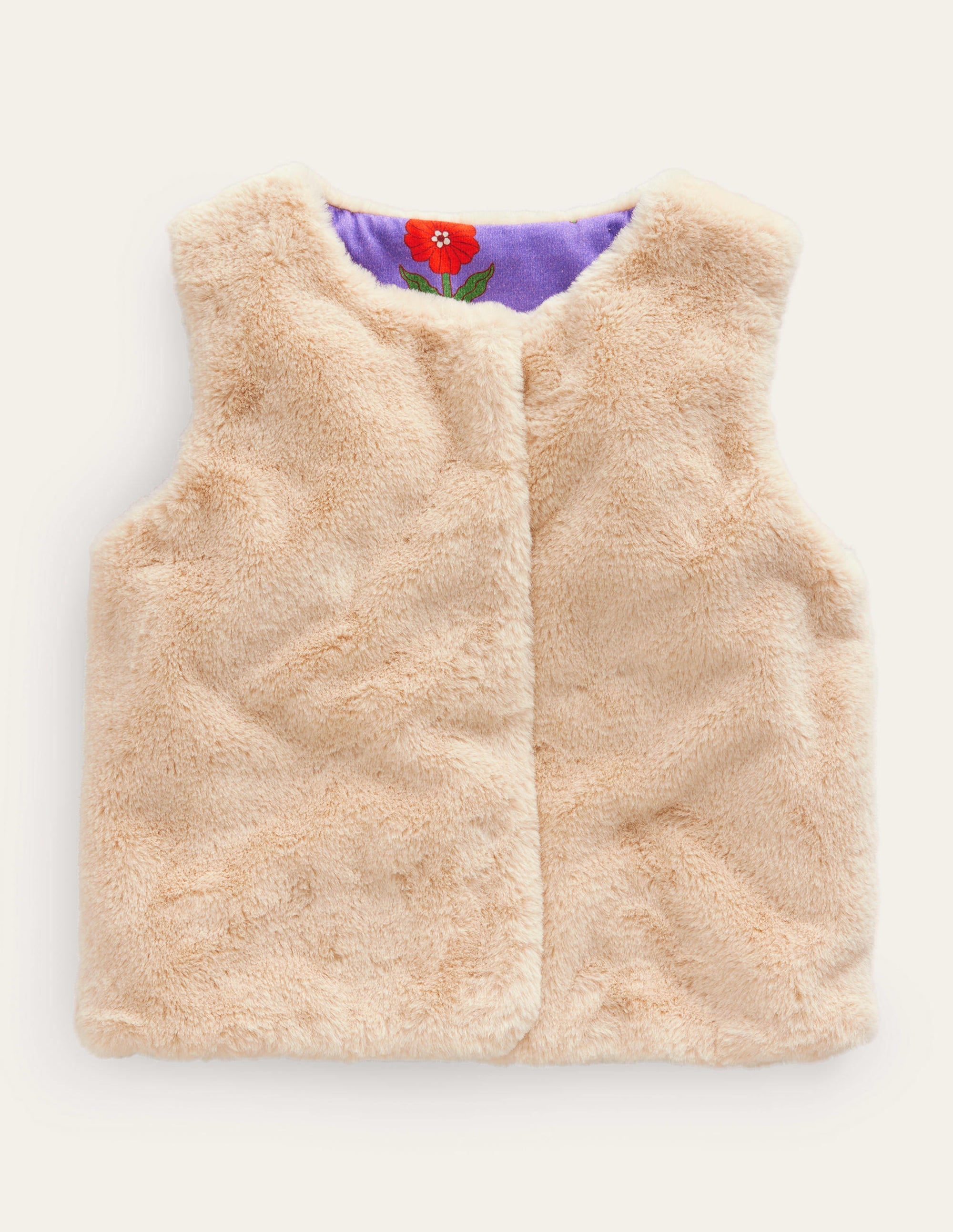 Faux Fur Gilet-Cafe Au Lait - Image 1