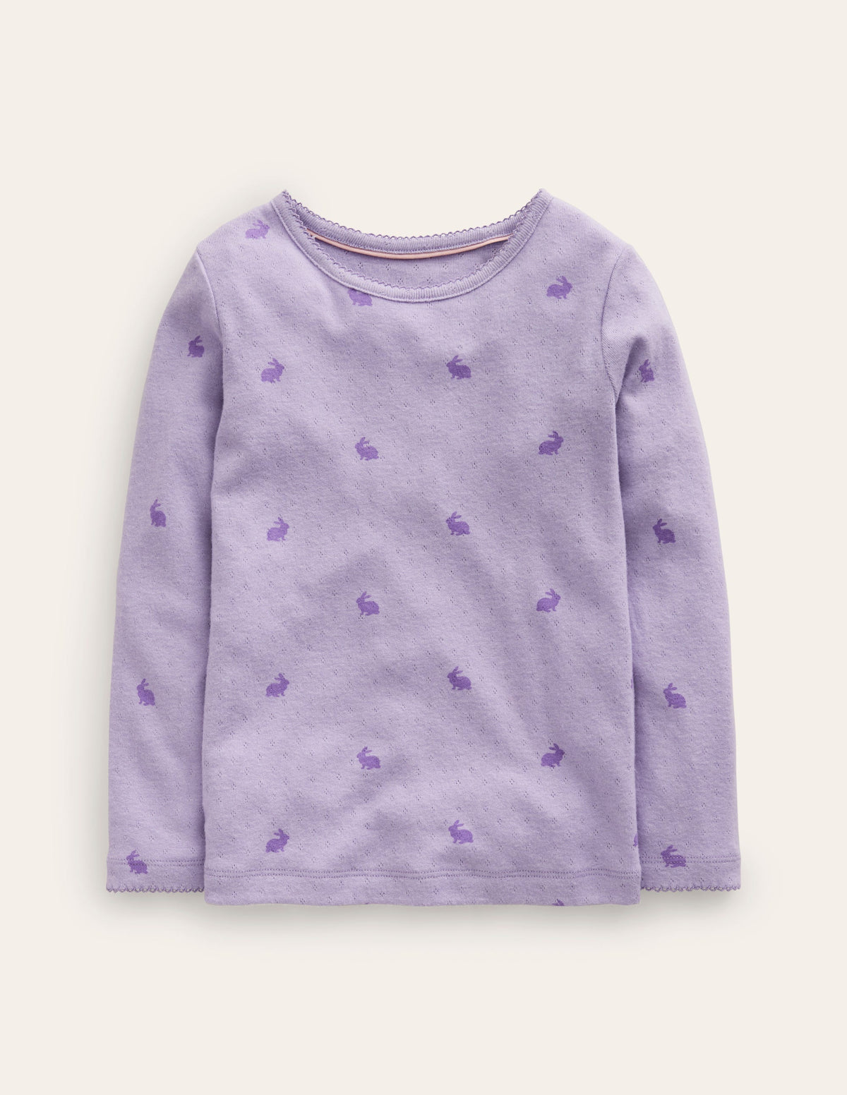 Long Sleeve Pointelle Top-Ivory/Rose Petal Pink-1