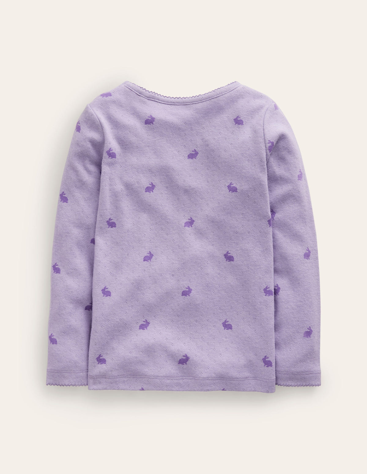 Long Sleeve Pointelle Top-Ivory/Rose Petal Pink - Image 2