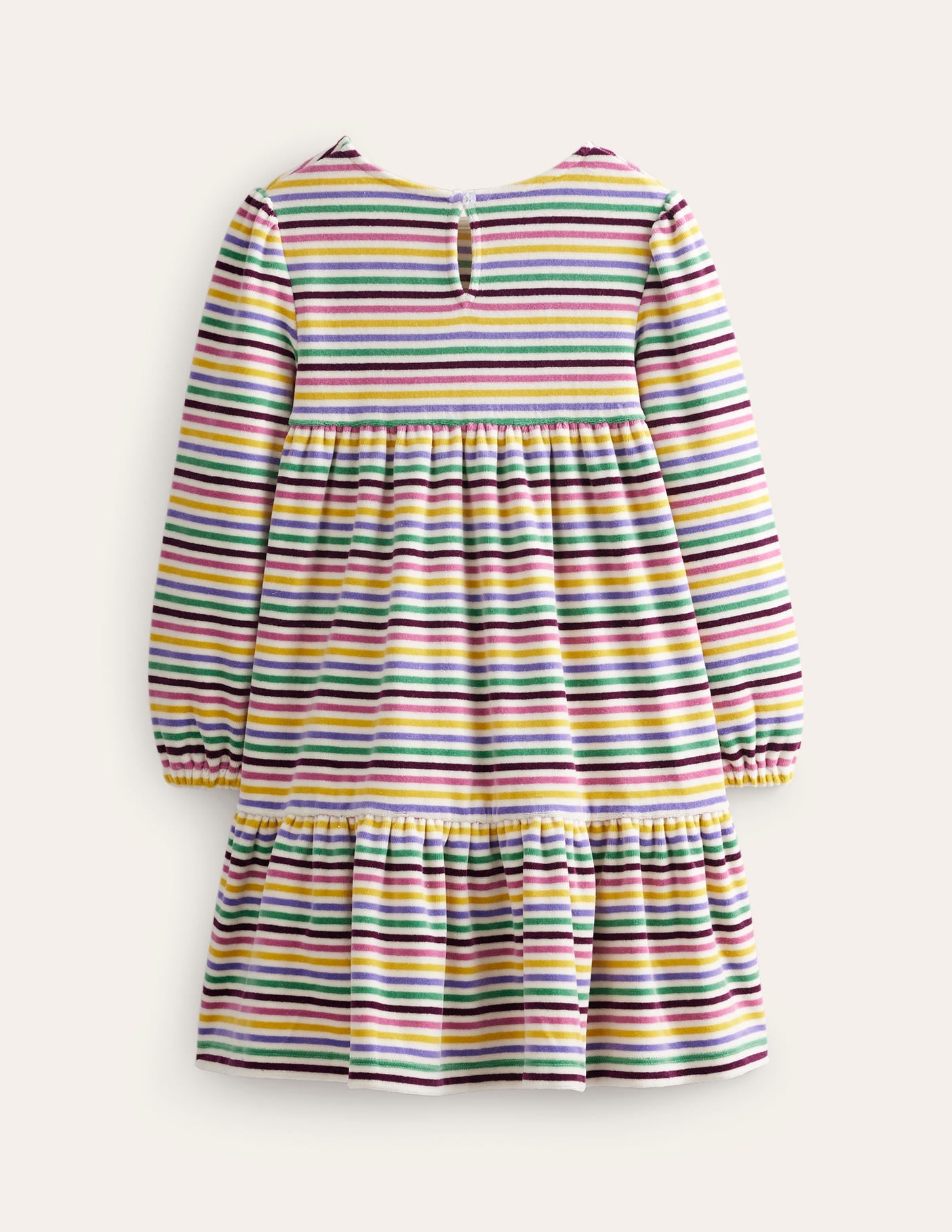 Tiered Velour Dress-Teacup Pink Rainbow - Image 2