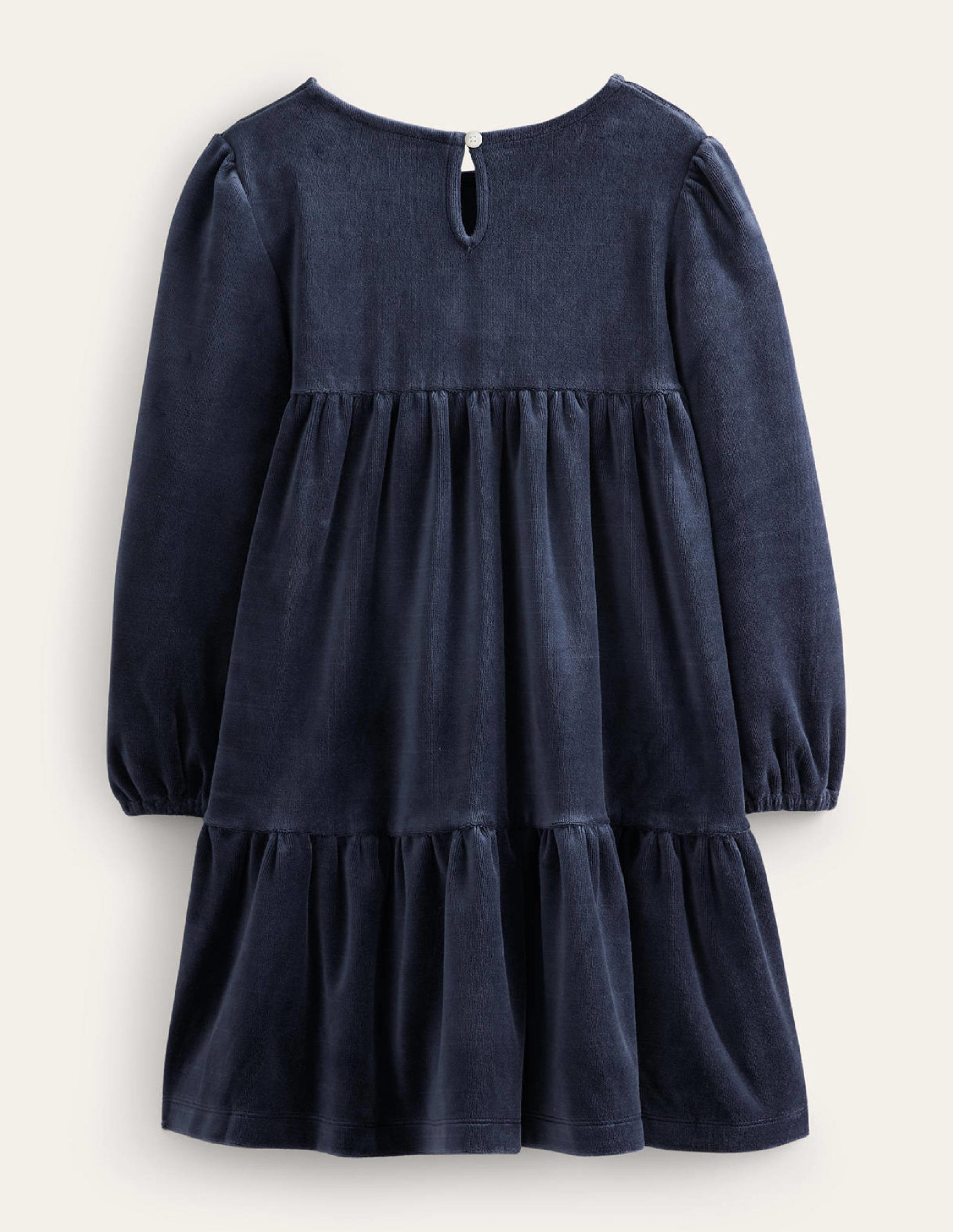 Tiered Velour Dress-College Navy - Image 2