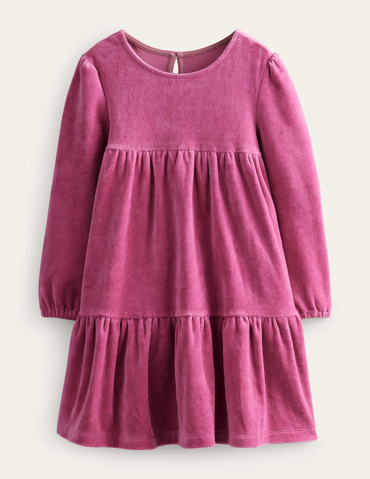 Tiered Velour Dress-Teacup Pink - Image 1
