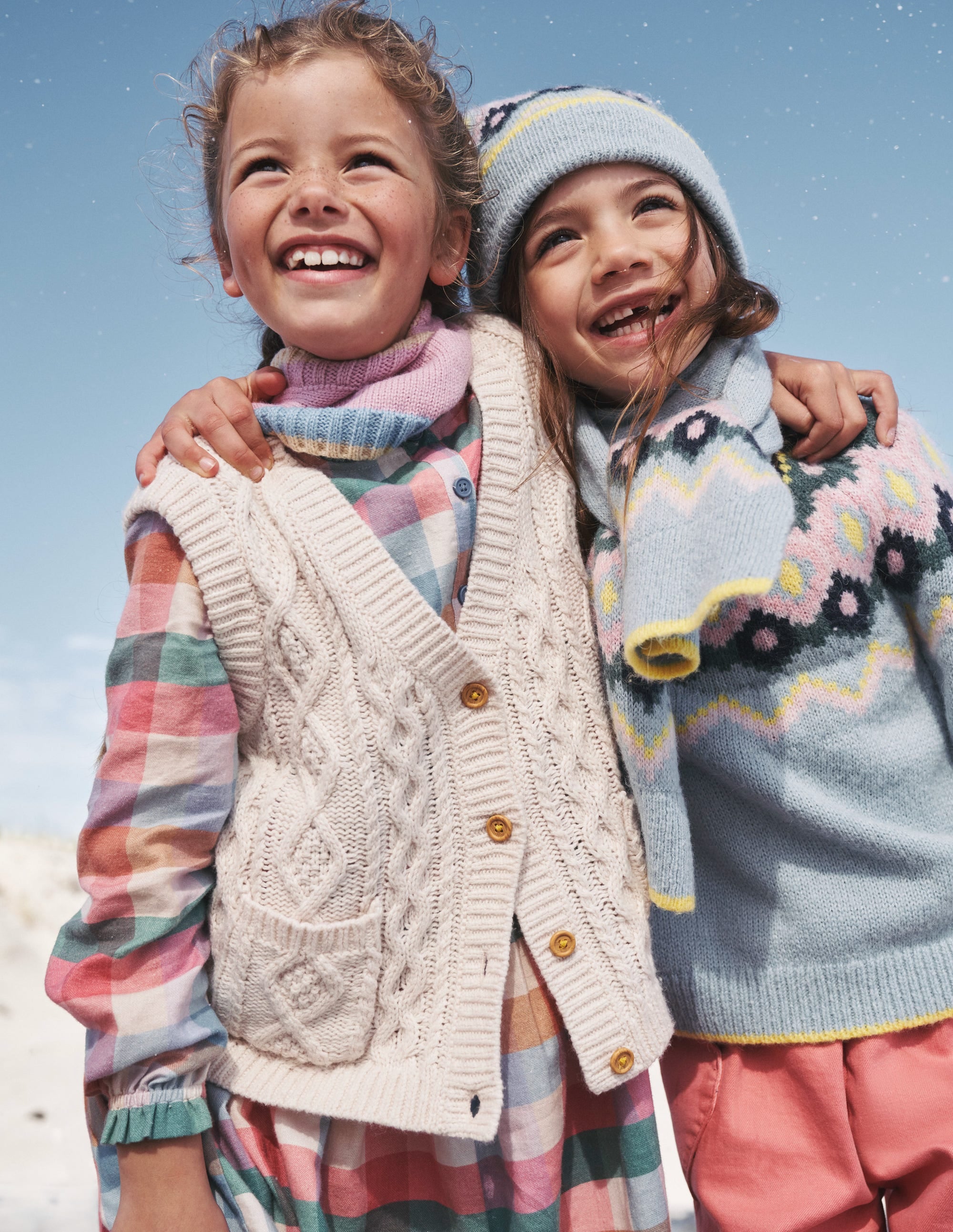 Cable Knitted Waistcoat-Ecru Marl - Image 4