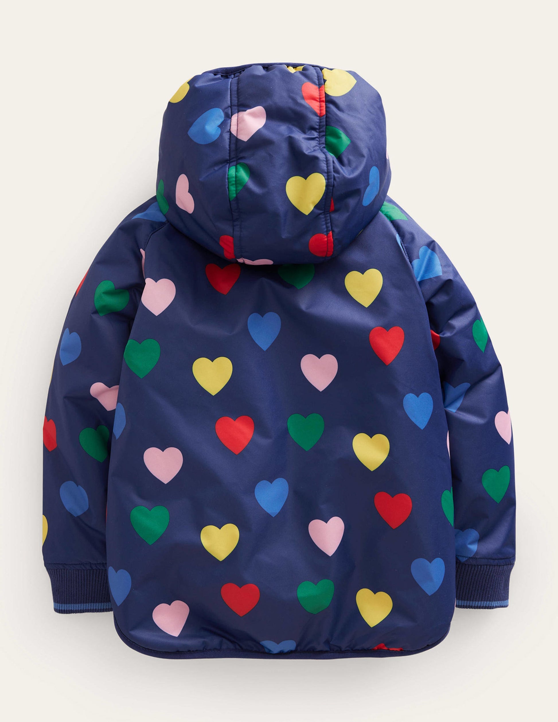 Printed Sherpa Lined Anorak-Navy Hearts-2