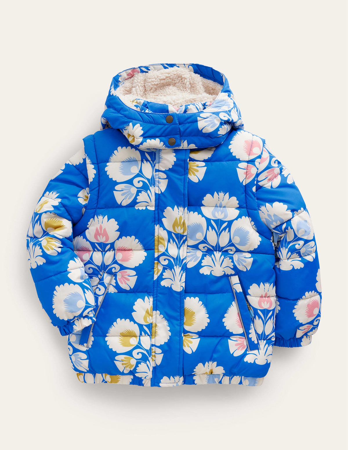 2-in-1 Padded Coat-Egyptian Blue Giant Woodblock - Image 1