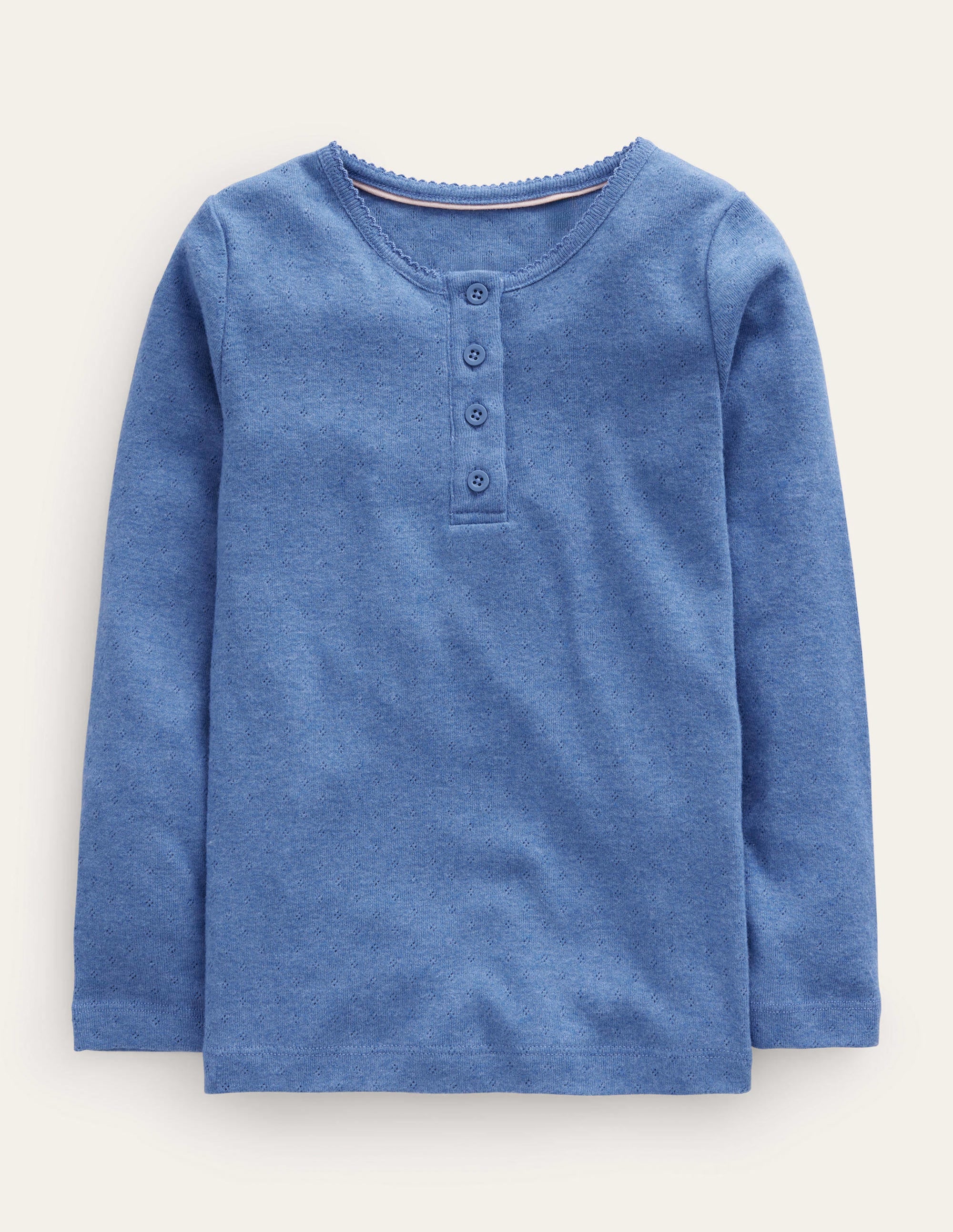 Henley Pointelle Top-Delft Blue - Image 1