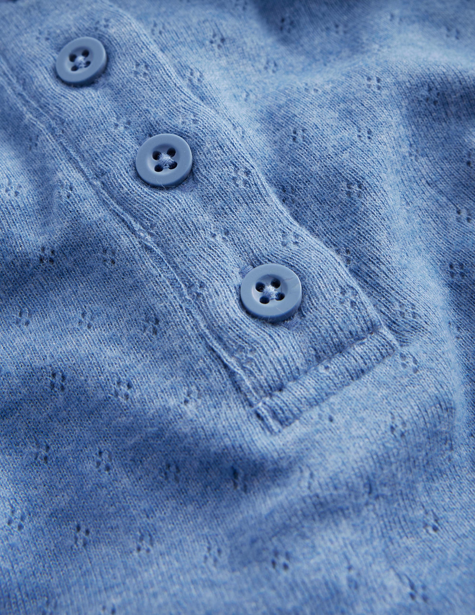 Henley Pointelle Top-Delft Blue - Image 3