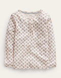 Henley Pointelle Top-Vanilla Pod/Mustard Floral