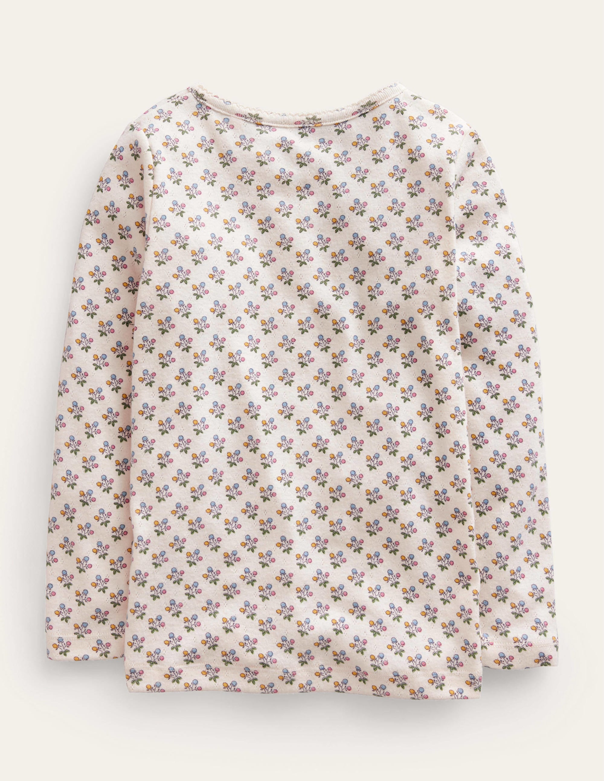 Henley Pointelle Top-Vanilla Pod/Mustard Floral - Image 2