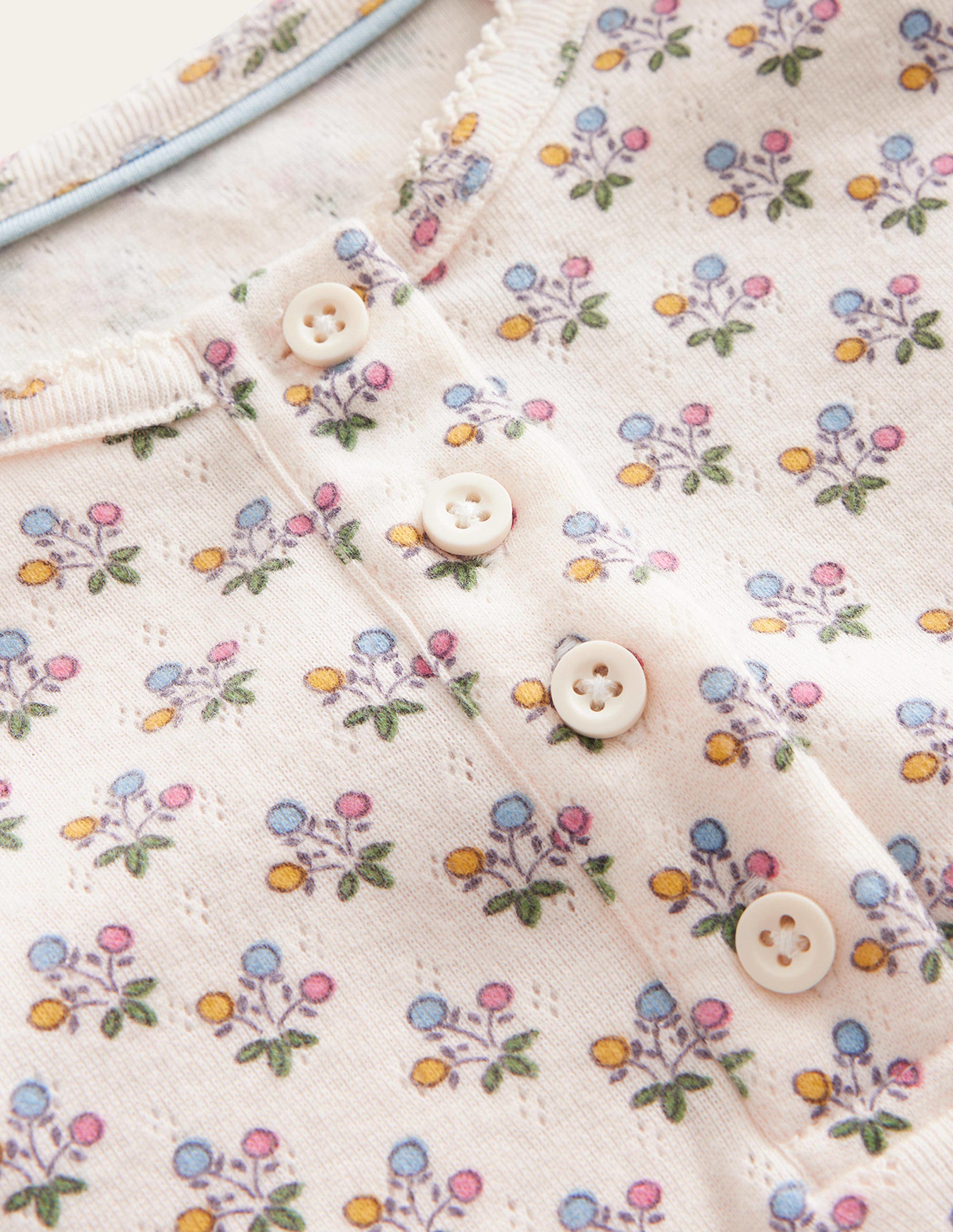 Henley Pointelle Top-Vanilla Pod/Mustard Floral - Image 3