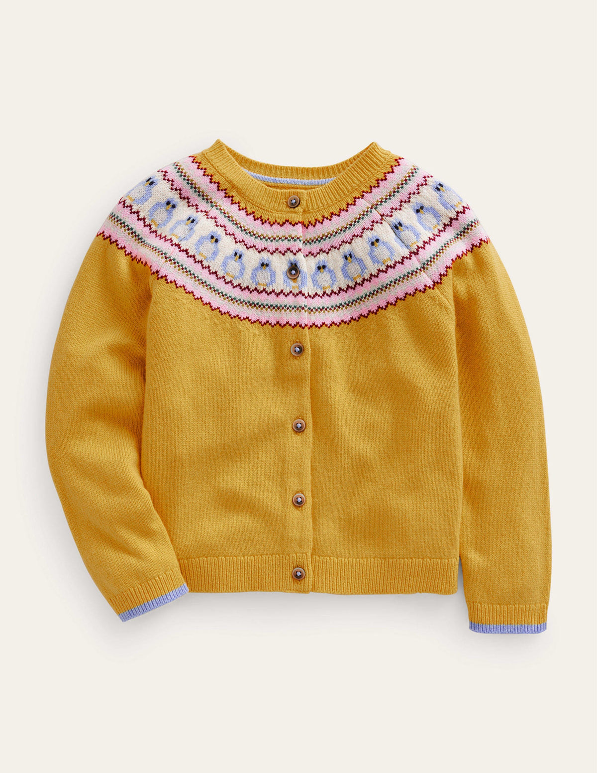 Fun Fair Isle Cardigan-Yellow Owls-1