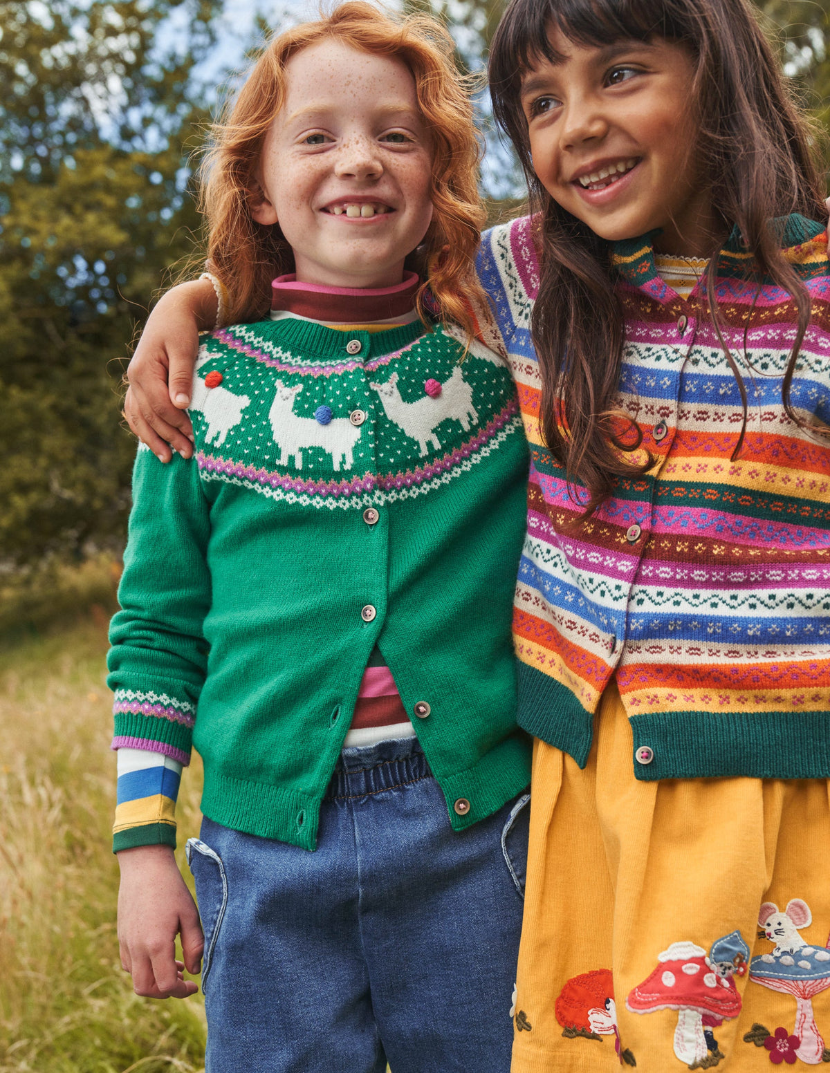 Fun Fair Isle Cardigan-Deep Green Llama - Image 4