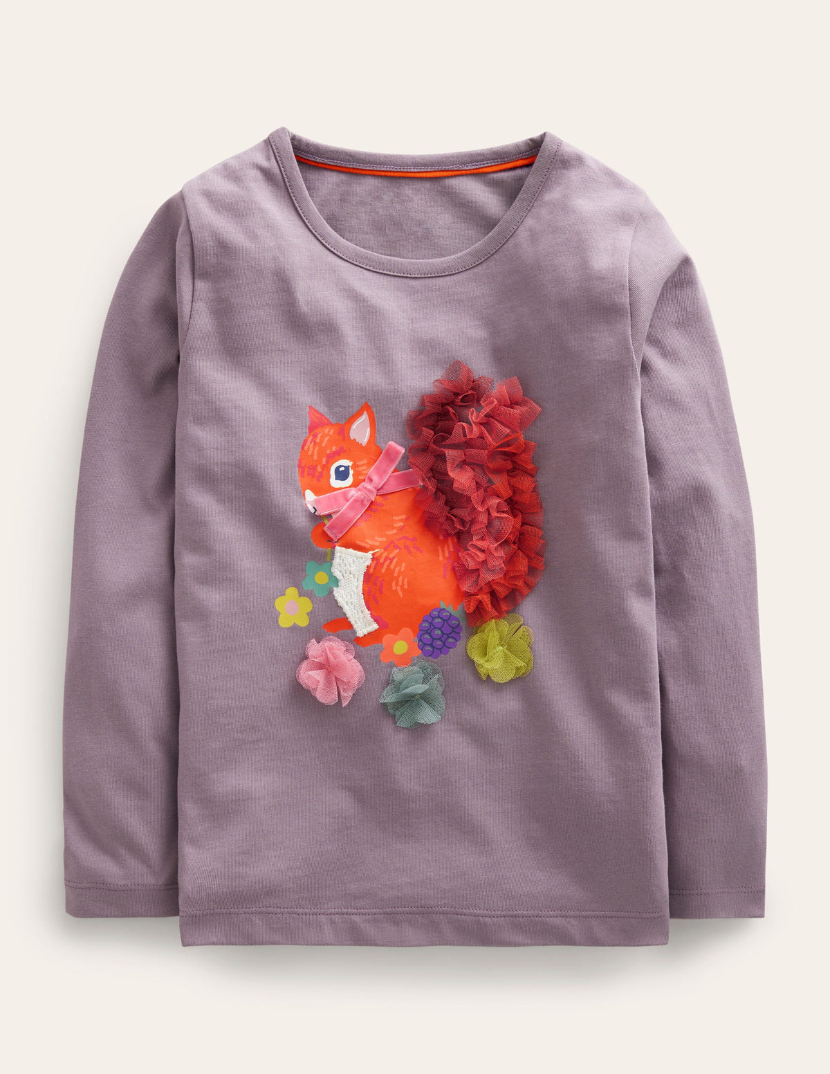 Puff Sleeve Appliqué T-shirt-Mammoth Breath Squirrel-1