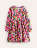 Long Sleeve Fun Jersey Dress-Blush Pink Bonkers Conkers