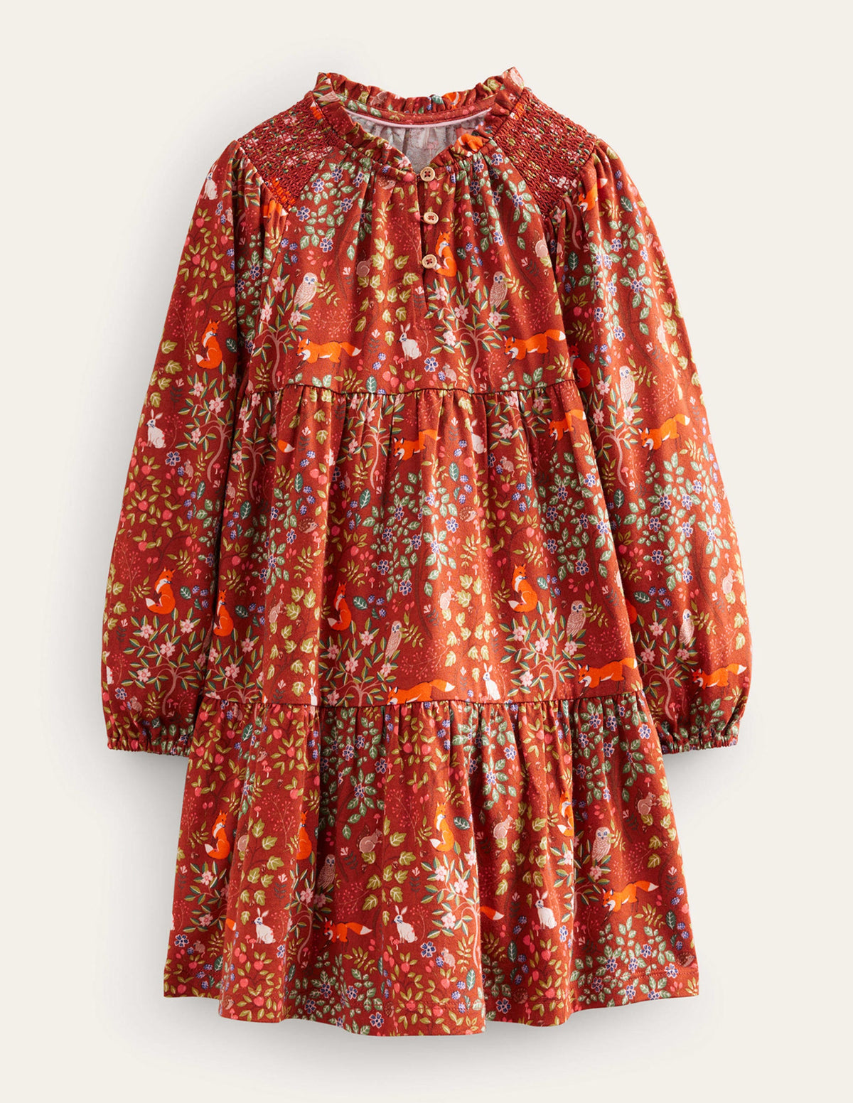 Tiered Jersey Dress-Roasted Chestnut Brown Fox-1